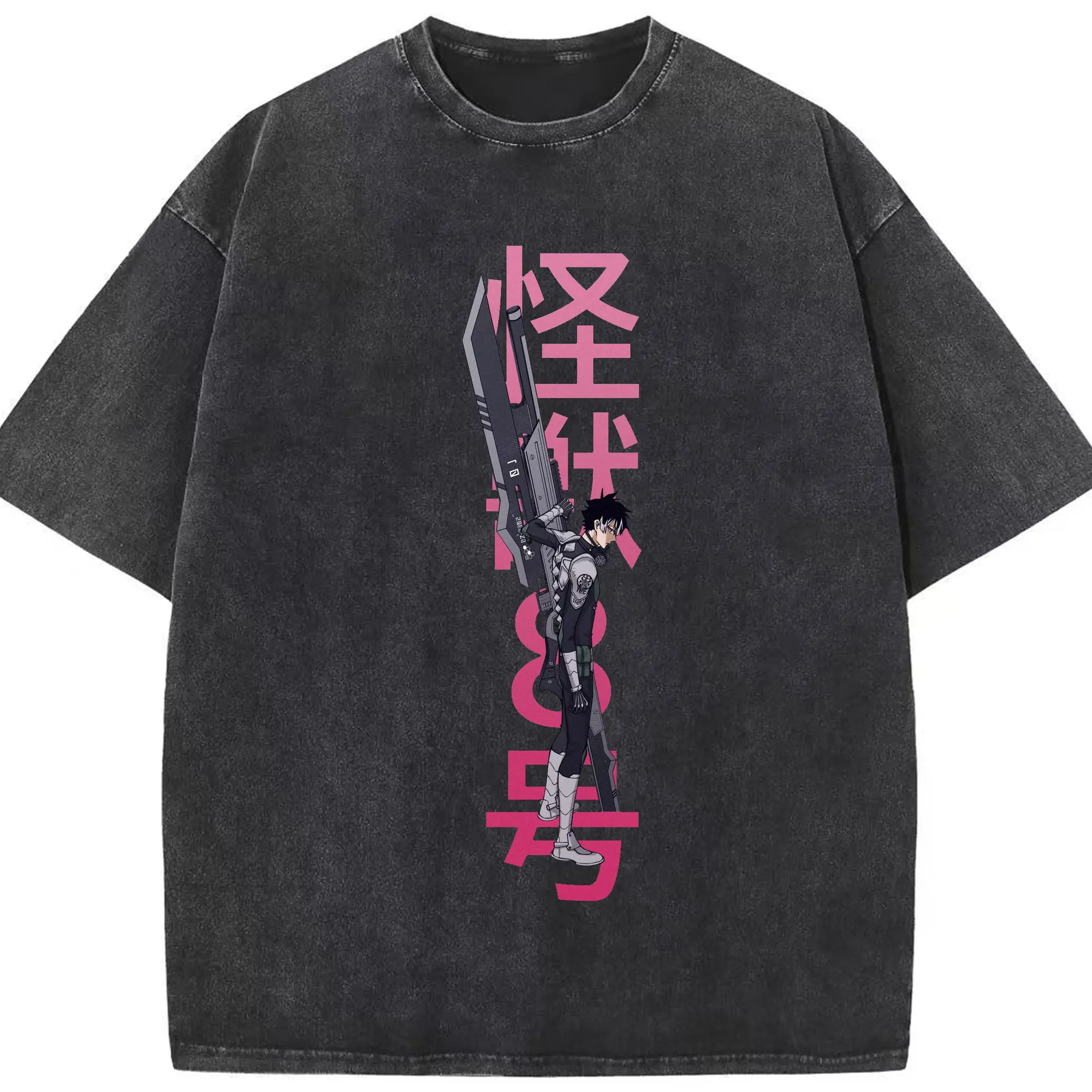 怪獣8号 - 綿100％ ヴィンテージ風 半袖Tシャツ ・ フロントプリント ・ 柔らか肌触り ・ 通気性 快適 ・ スポーツ カジュアル 外出用