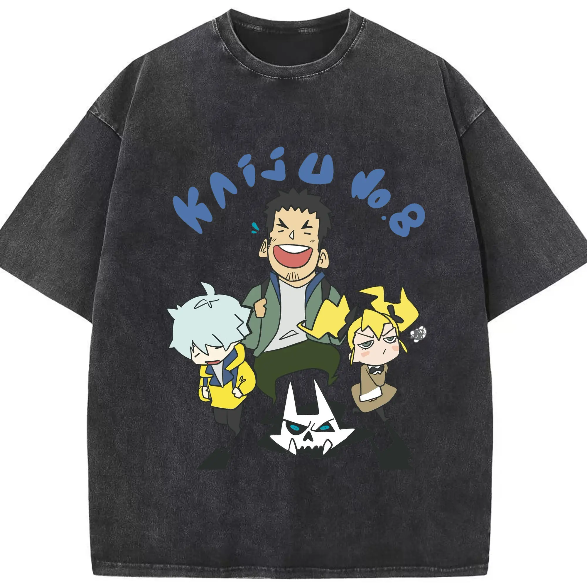 怪獣8号 デフォルト - 綿100％ ヴィンテージ風 半袖Tシャツ ・ フロントプリント ・ 柔らか肌触り ・ 通気性 快適 ・ スポーツ カジュアル 外出用