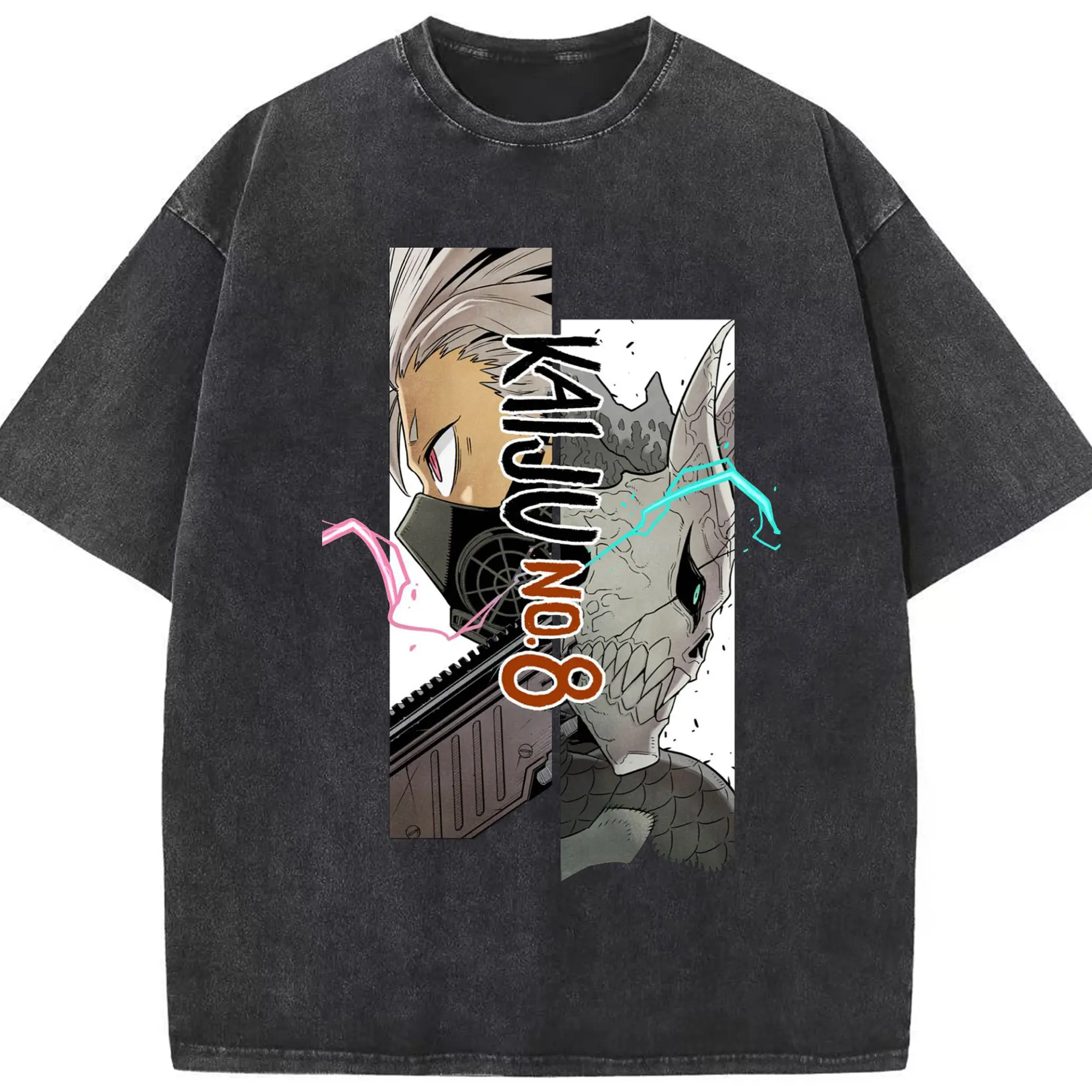 怪獣8号 カフカとレノカフカ怪獣化 - 綿100％ ヴィンテージ風 半袖Tシャツ ・ フロントプリント ・ 柔らか肌触り ・ 通気性 快適 ・ スポーツ カジュアル 外出用