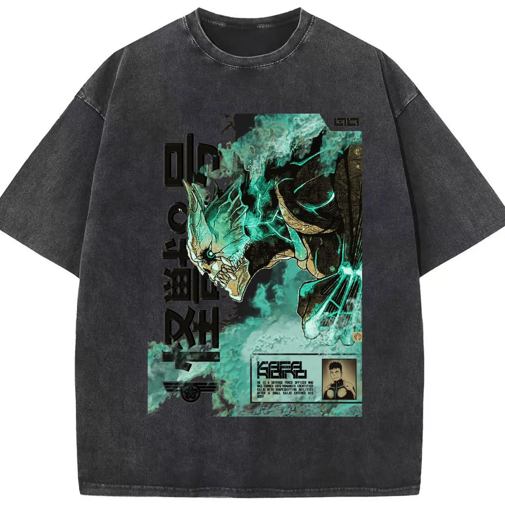怪獣8号 8号怪獣化 - 綿100％ ヴィンテージ風 半袖Tシャツ ・ フロントプリント ・ 柔らか肌触り ・ 通気性 快適 ・ スポーツ カジュアル 外出用