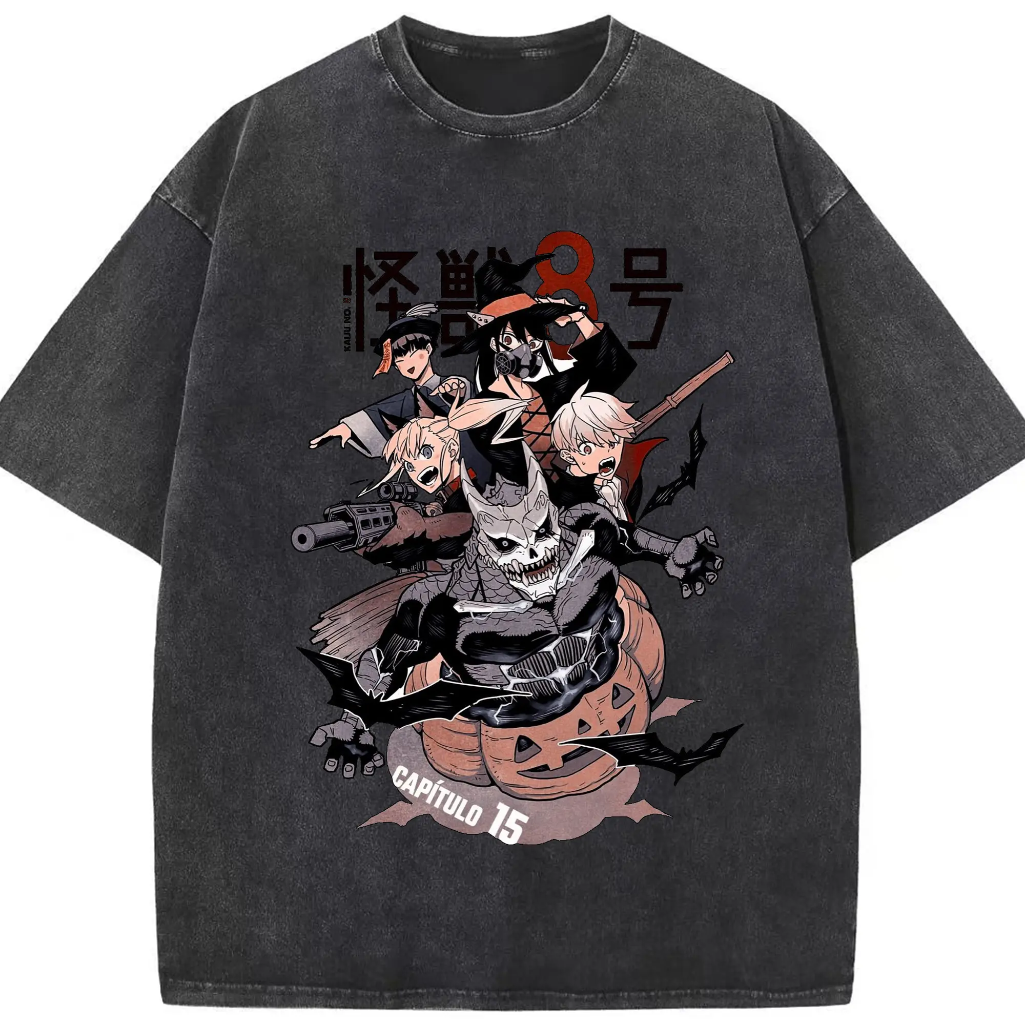 怪獣8号 ハロウィン特別限定 - 綿100％ ヴィンテージ風 半袖Tシャツ ・ フロントプリント ・ 柔らか肌触り ・ 通気性 快適 ・ スポーツ カジュアル 外出用
