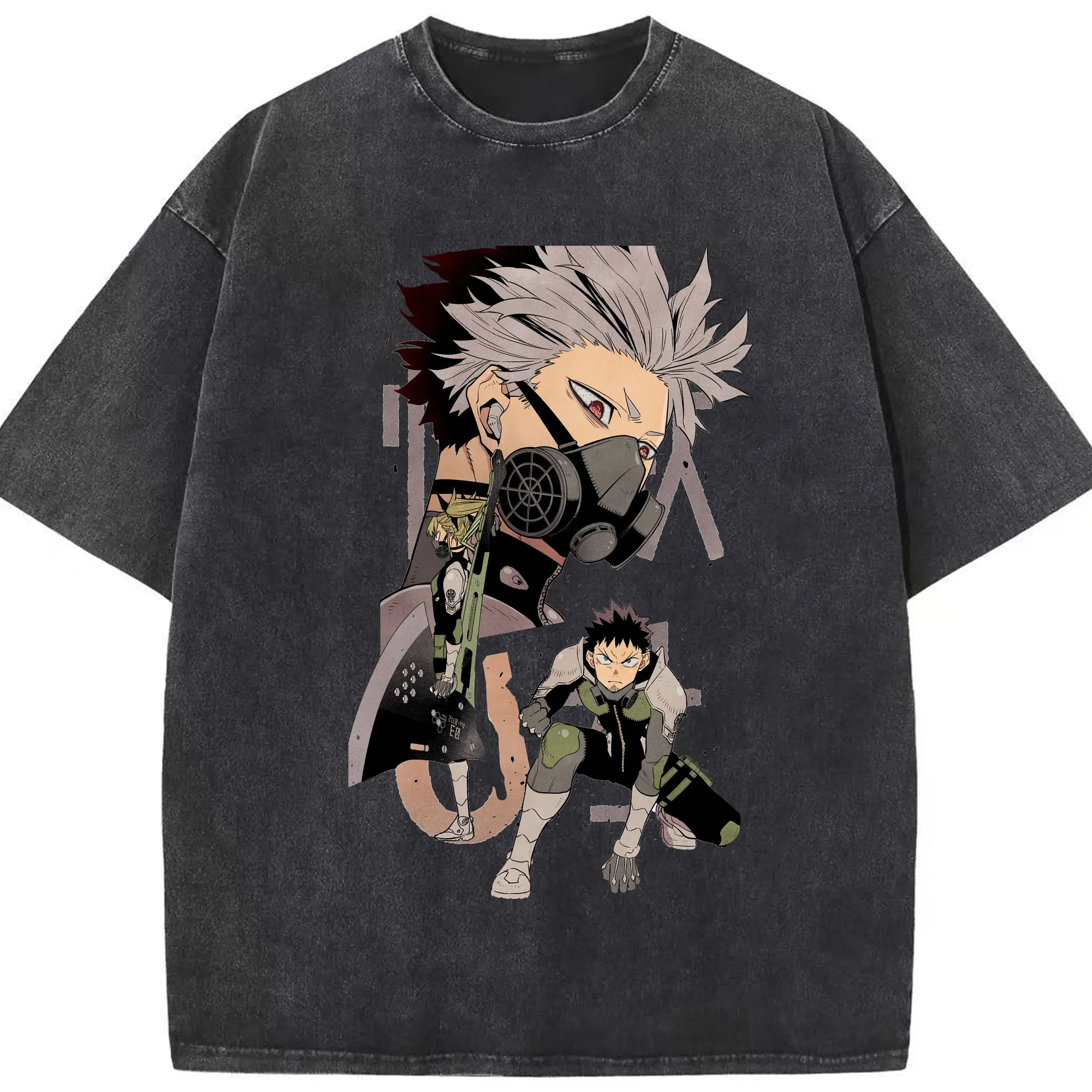 怪獣8号 日比野カフカ - 綿100％ ヴィンテージ風 半袖Tシャツ ・ フロントプリント ・ 柔らか肌触り ・ 通気性 快適 ・ スポーツ カジュアル 外出用