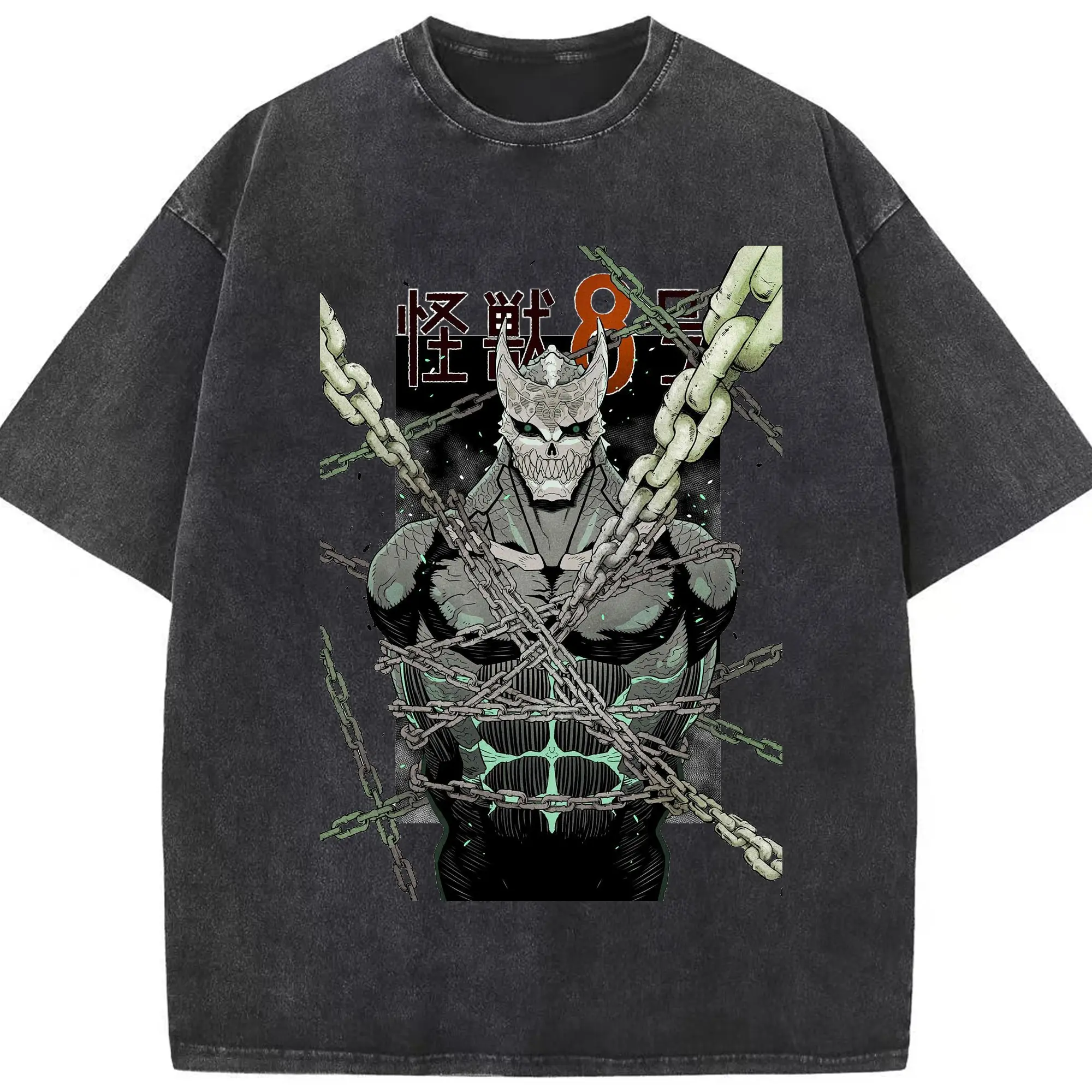 怪獣8号 日比野カフカ - 綿100％ ヴィンテージ風 半袖Tシャツ ・ フロントプリント ・ 柔らか肌触り ・ 通気性 快適 ・ スポーツ カジュアル 外出用