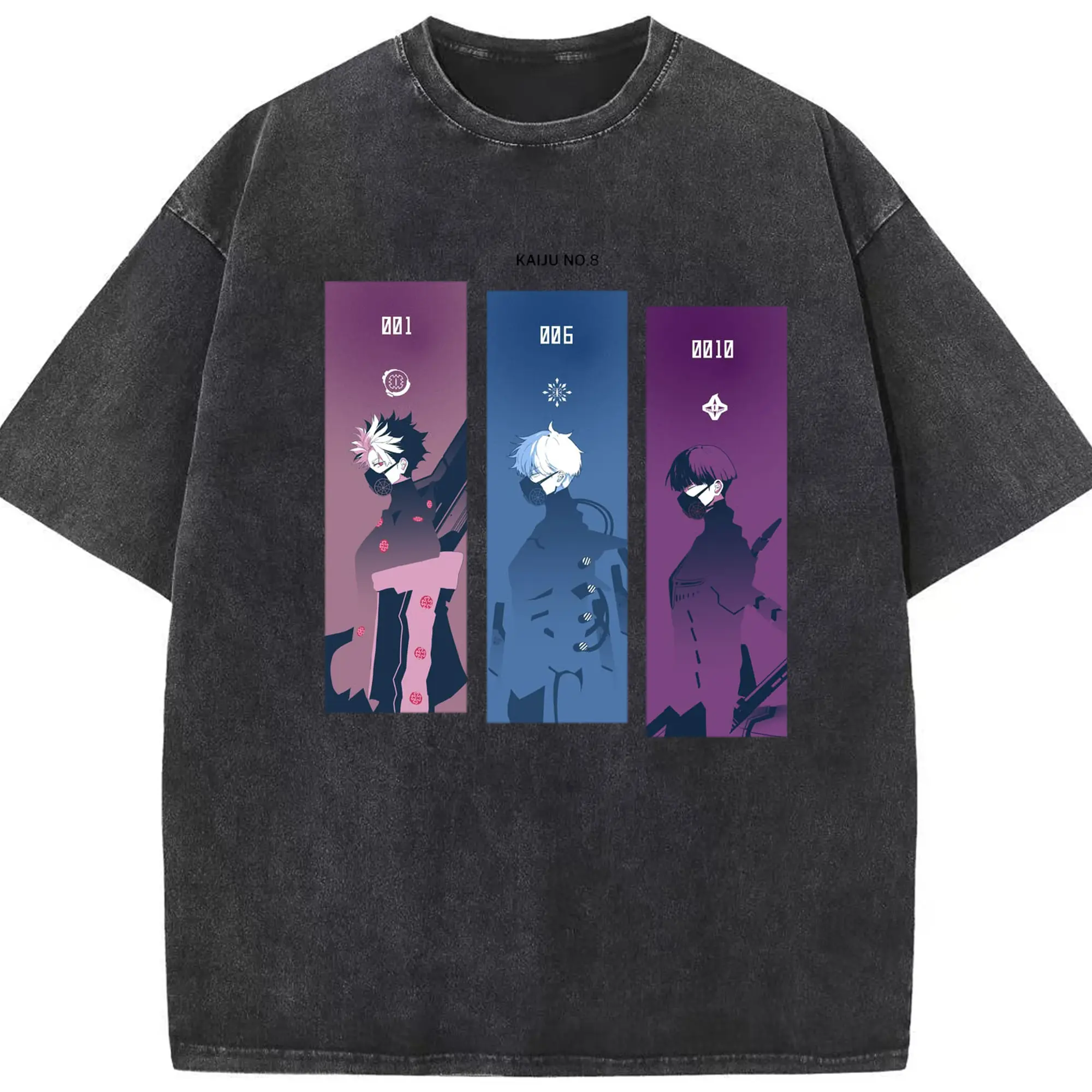 怪獣8号 人気防衛隊 - 綿100％ ヴィンテージ風 半袖Tシャツ ・ フロントプリント ・ 柔らか肌触り ・ 通気性 快適 ・ スポーツ カジュアル 外出用