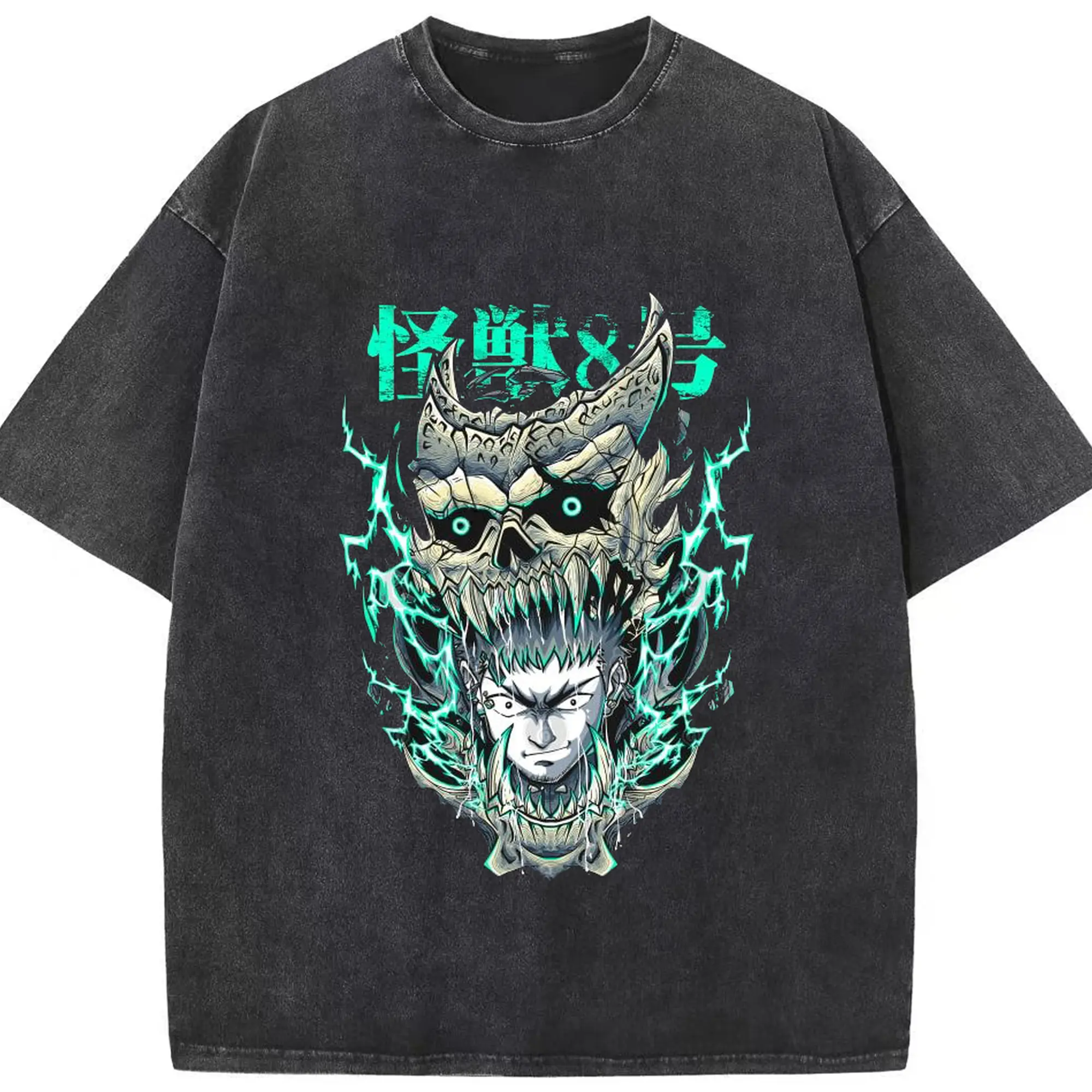 怪獣8号 日比野カフカ - 綿100％ ヴィンテージ風 半袖Tシャツ ・ フロントプリント ・ 柔らか肌触り ・ 通気性 快適 ・ スポーツ カジュアル 外出用