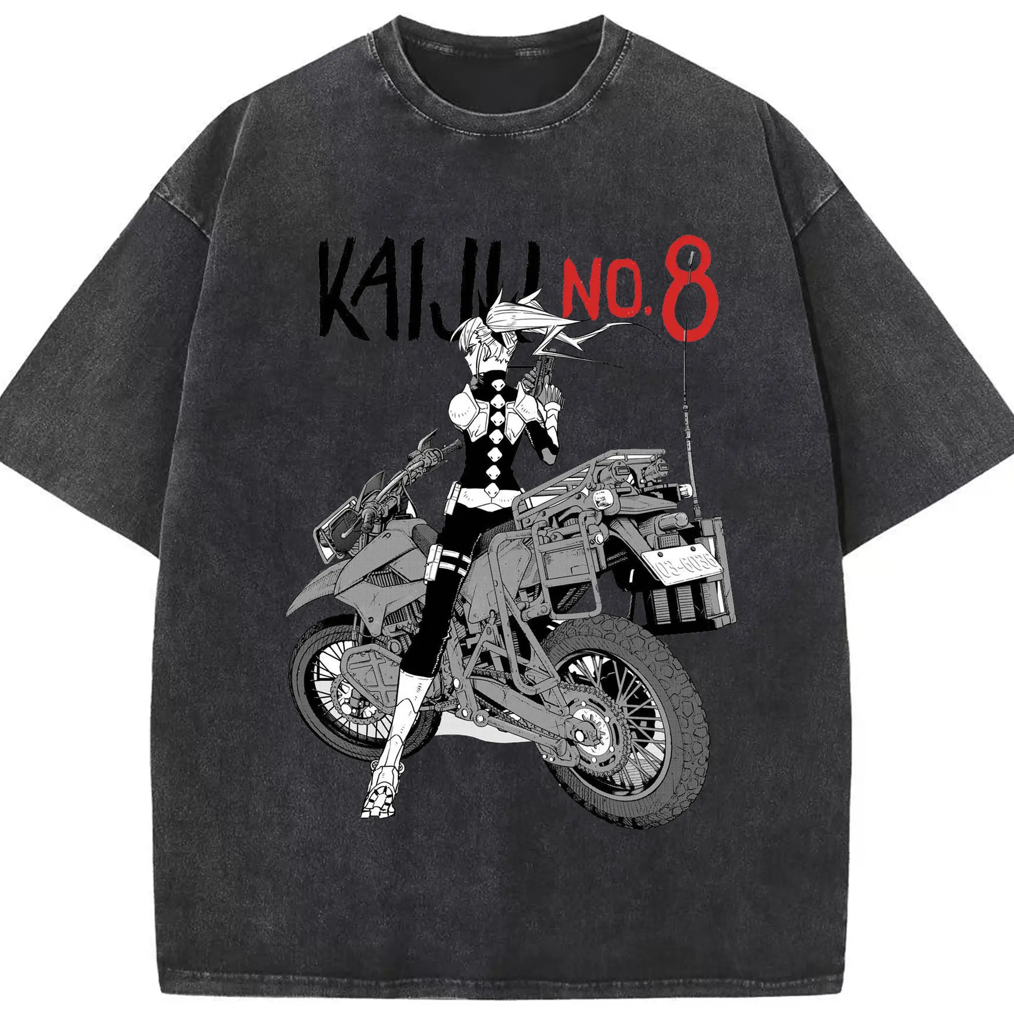 怪獣8号 - 綿100％ ヴィンテージ風 半袖Tシャツ ・ フロントプリント ・ 柔らか肌触り ・ 通気性 快適 ・ スポーツ カジュアル 外出用