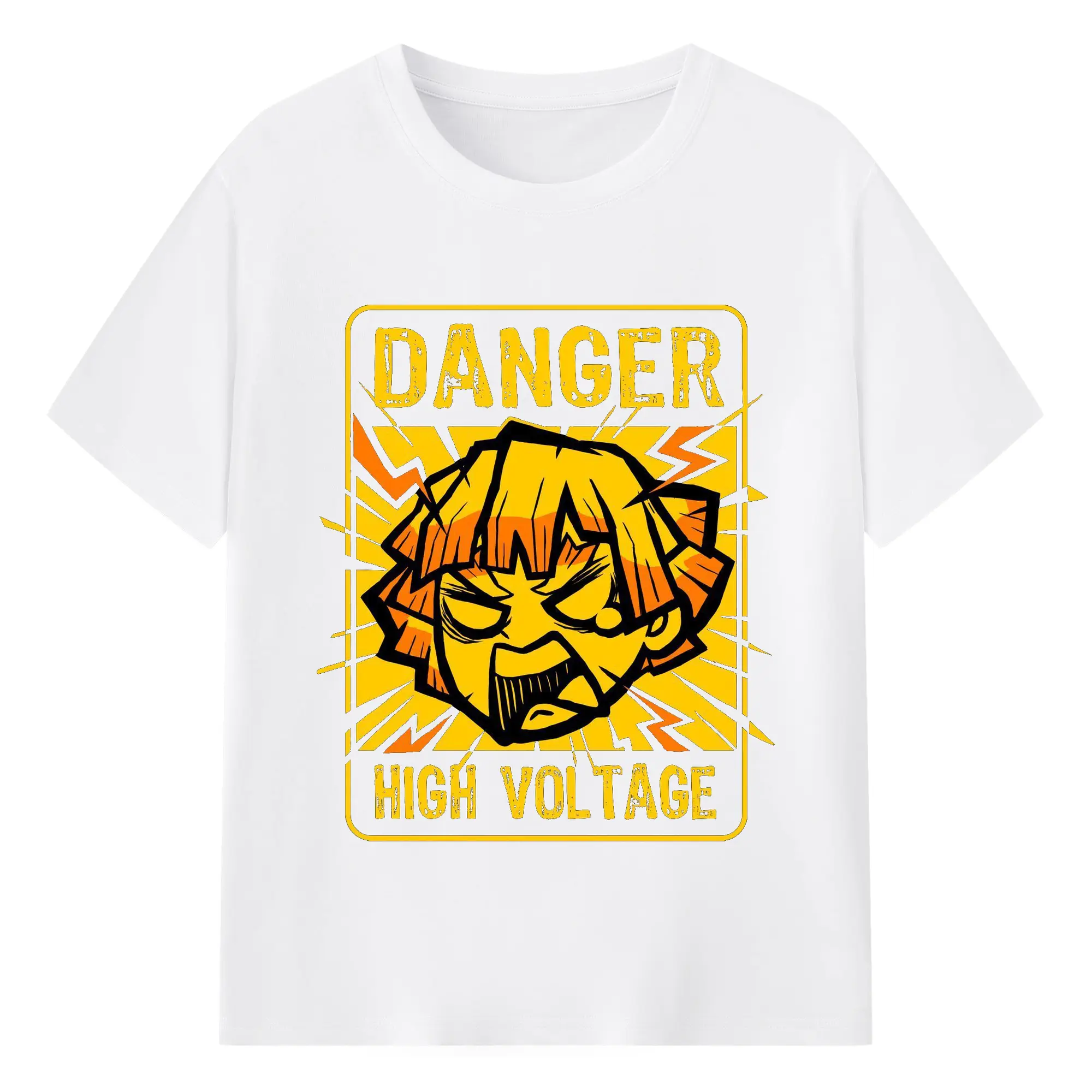 鬼滅の刃 我妻善逸 - 綿100％ 半袖Tシャツ ・ フロントプリント ・ 快適 通気性 ・ 日常使い 散歩 スポーツ用