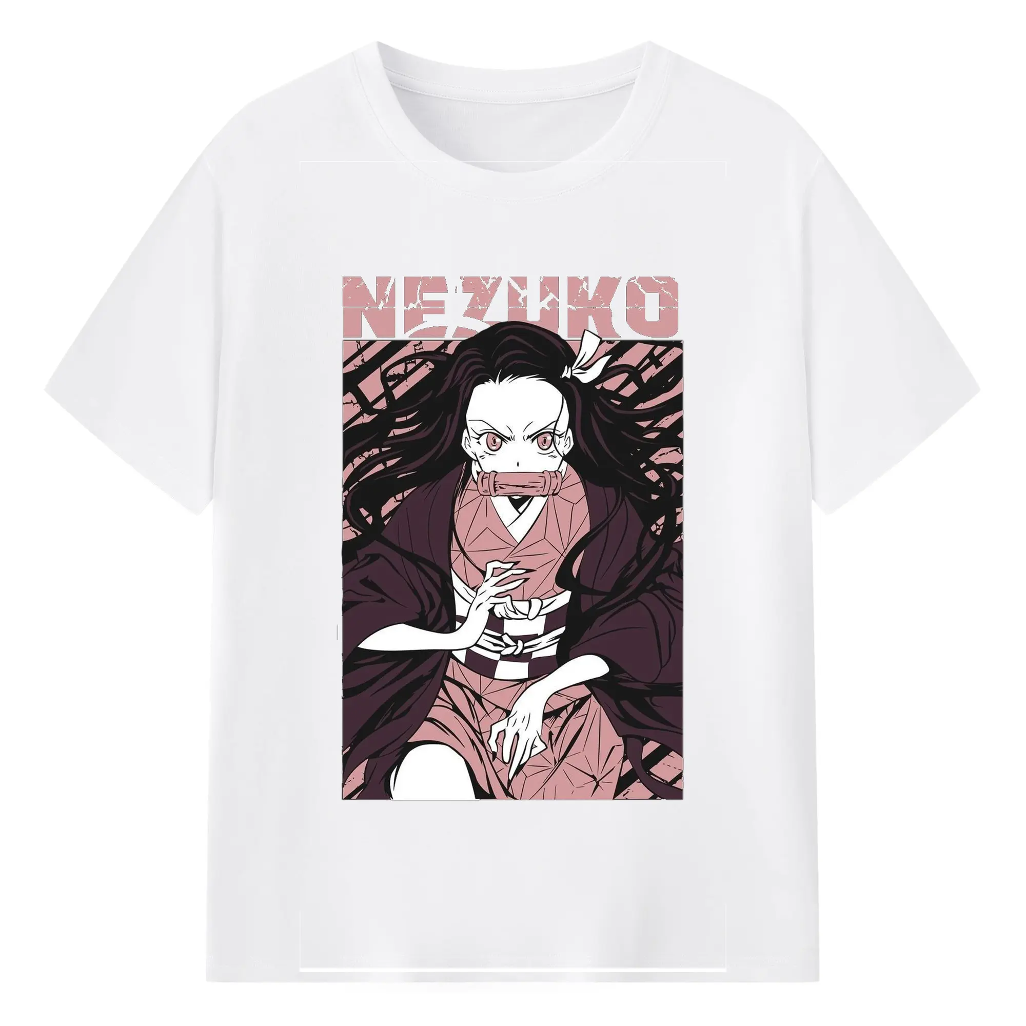 鬼滅の刃 竈門禰豆子 - 綿100％ 半袖Tシャツ ・ フロントプリント ・ 快適 通気性 ・ 日常使い 散歩 スポーツ用