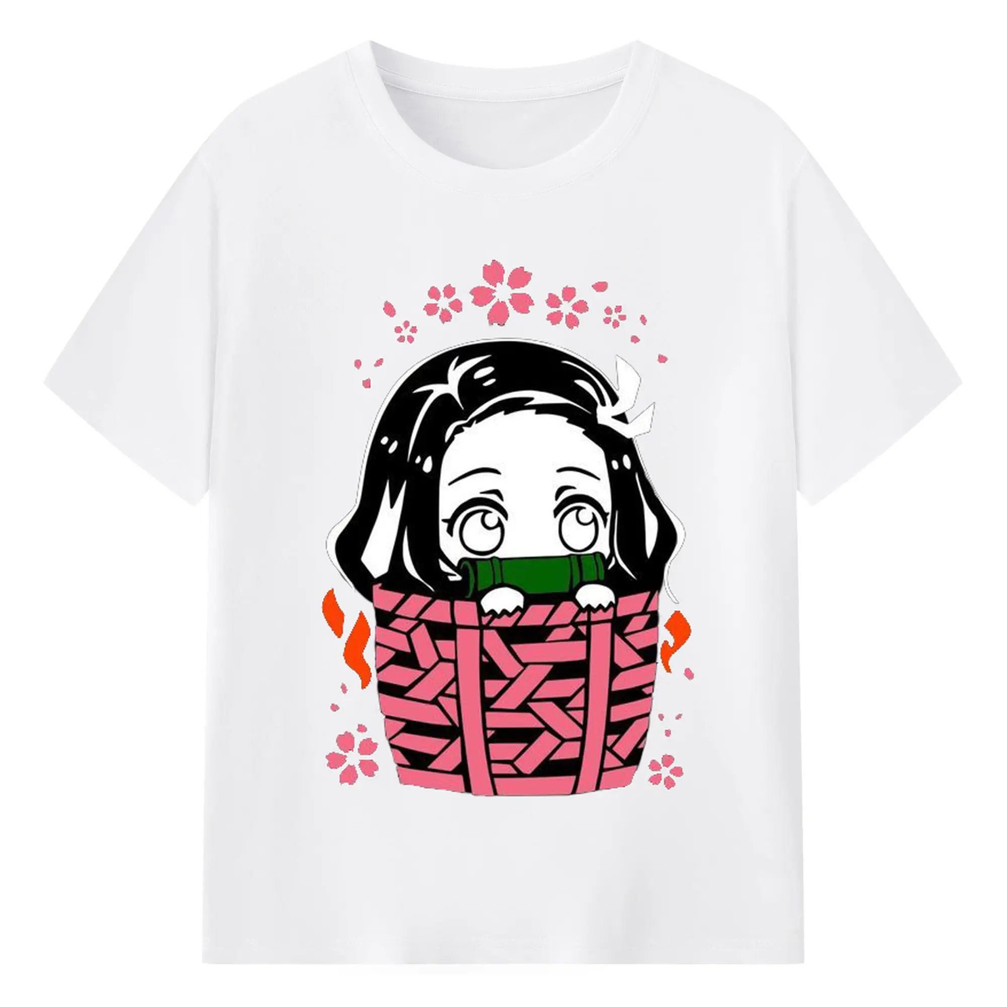 鬼滅の刃 竈門禰豆子 禰豆子かわいい - 綿100％ 半袖Tシャツ ・ フロントプリント ・ 快適 通気性 ・ 日常使い 散歩 スポーツ用
