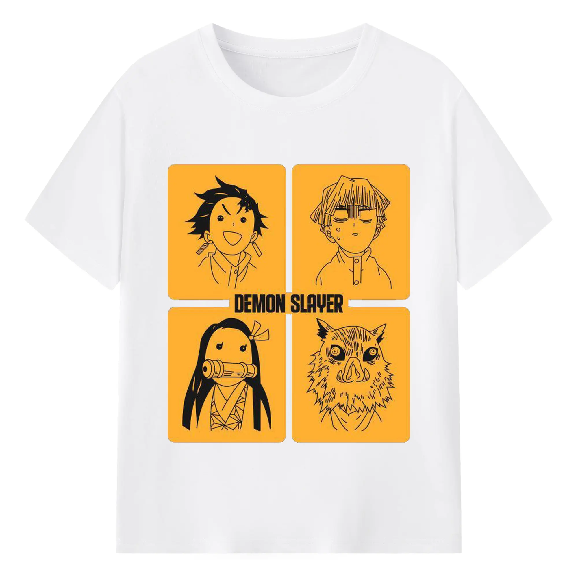 鬼滅の刃 鬼殺隊 デフォルト - 綿100％ 半袖Tシャツ ・ フロントプリント ・ 快適 通気性 ・ 日常使い 散歩 スポーツ用