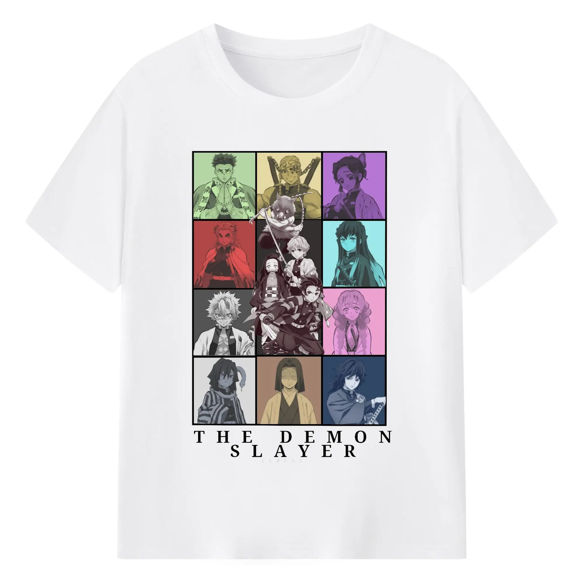 鬼滅の刃 柱合会議 - 綿100％ 半袖Tシャツ ・ フロントプリント ・ 快適 通気性 ・ 日常使い 散歩 スポーツ用