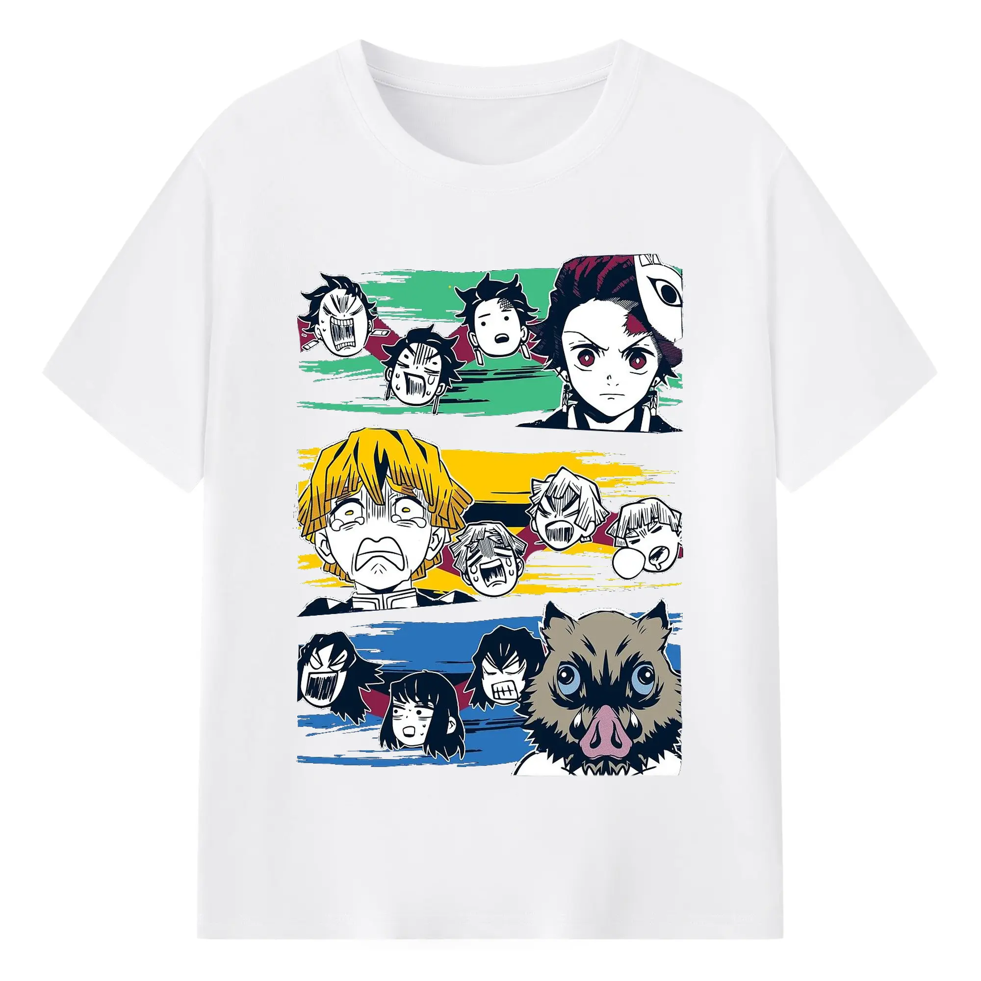 鬼滅の刃 鬼殺隊 - 綿100％ 半袖Tシャツ ・ フロントプリント ・ 快適 通気性 ・ 日常使い 散歩 スポーツ用