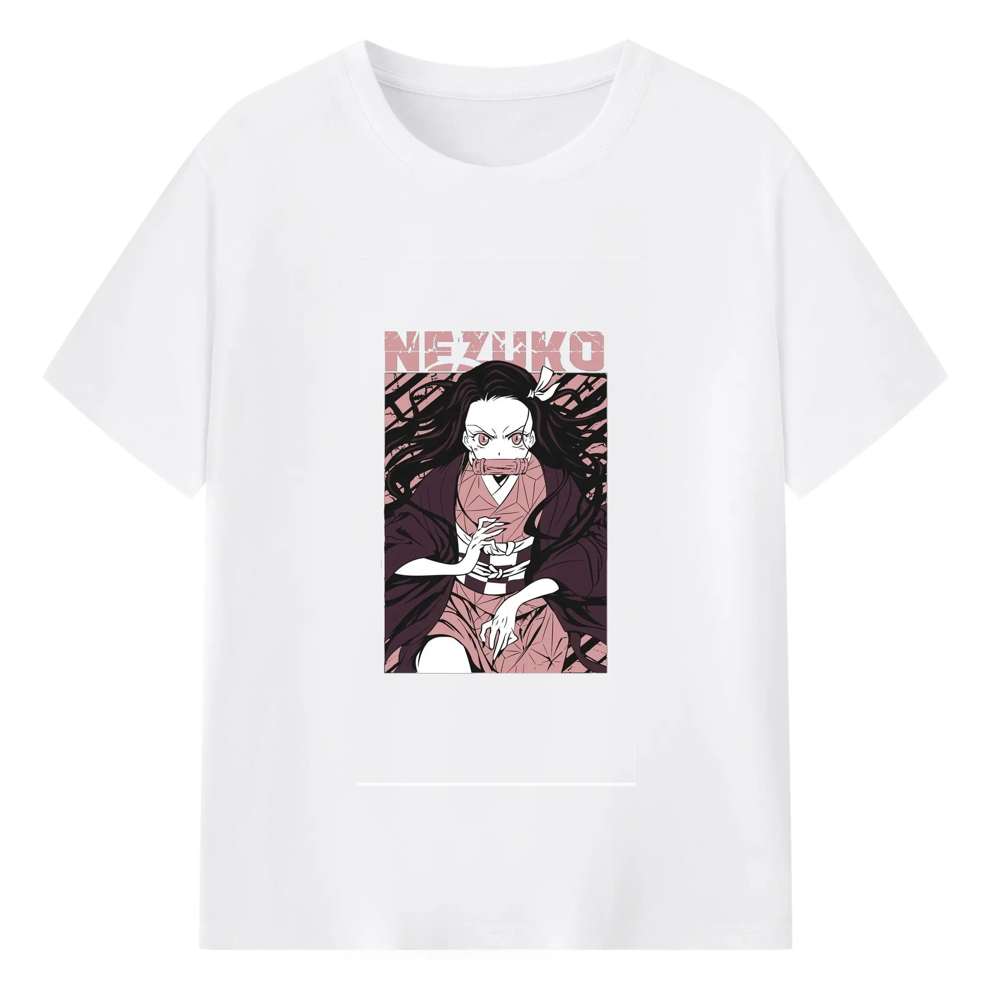 鬼滅の刃 竈門禰豆子 - 綿100％ 半袖Tシャツ ・ フロントプリント ・ 快適 通気性 ・ 日常使い 散歩 スポーツ用