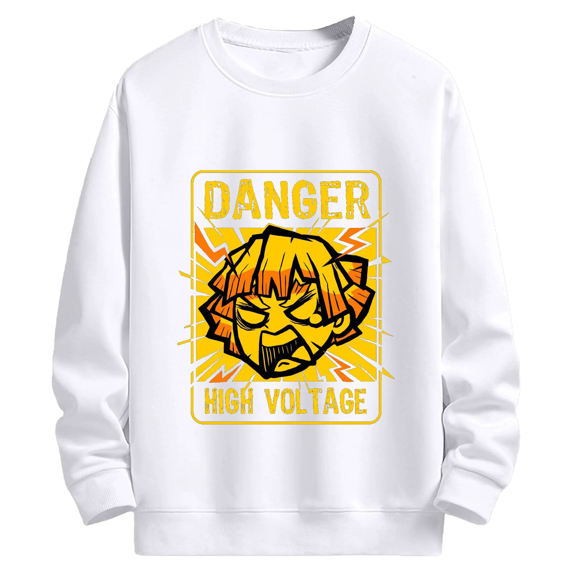 鬼滅の刃 我妻善逸 - 高品質 クルーネック スウェット ・ コットン59％ ポリエステル41％ ・ ユニセックス 長袖 トレーナー ・ カジュアル デイリー スポーツ 散歩用