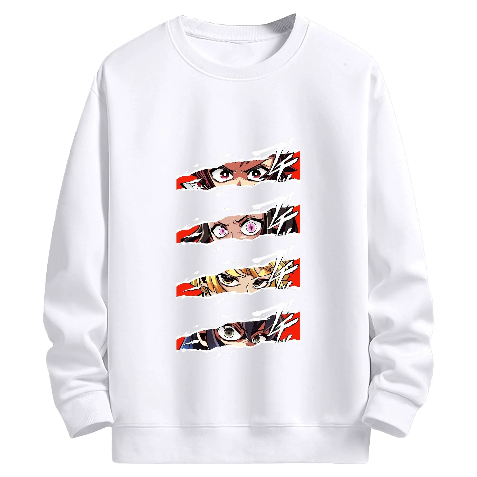 鬼滅の刃 鬼殺隊 炭治郎禰豆子善逸伊之助 - 高品質 クルーネック スウェット ・ コットン59％ ポリエステル41％ ・ ユニセックス 長袖 トレーナー ・ カジュアル デイリー スポーツ 散歩用