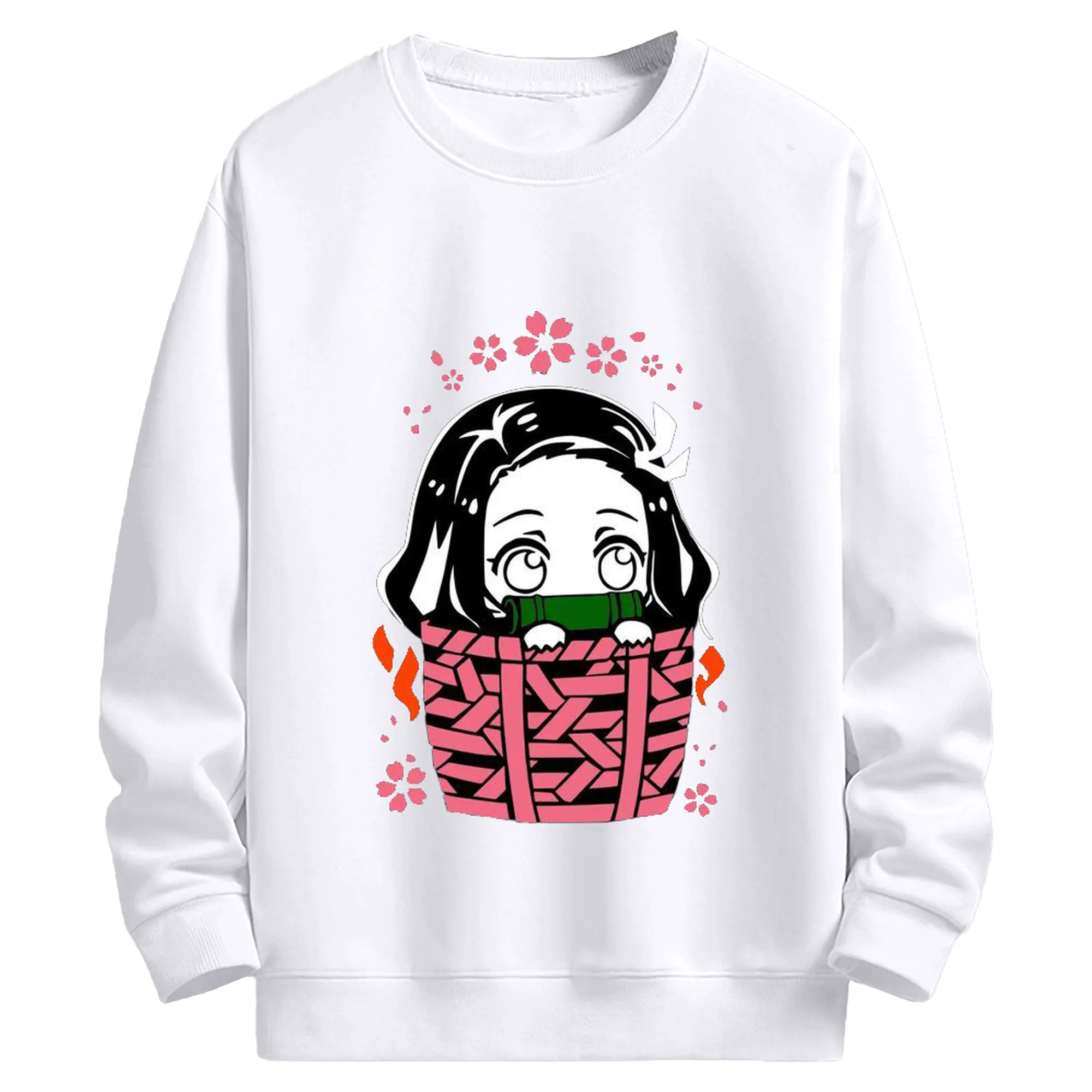 鬼滅の刃 竈門禰豆子 禰豆子かわいい - 高品質 クルーネック スウェット ・ コットン59％ ポリエステル41％ ・ ユニセックス 長袖 トレーナー ・ カジュアル デイリー スポーツ 散歩用