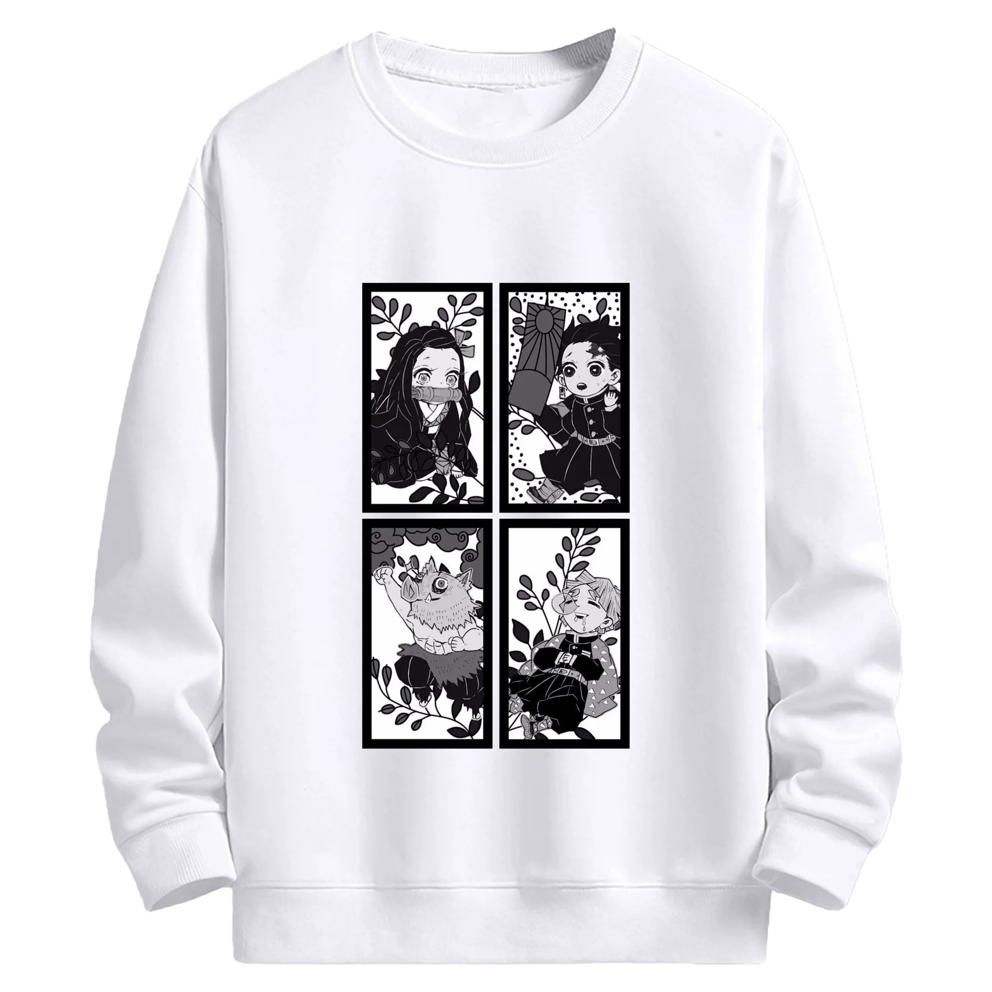 鬼滅の刃 鬼殺隊 炭治郎禰豆子善逸伊之助 - 高品質 クルーネック スウェット ・ コットン59％ ポリエステル41％ ・ ユニセックス 長袖 トレーナー ・ カジュアル デイリー スポーツ 散歩用