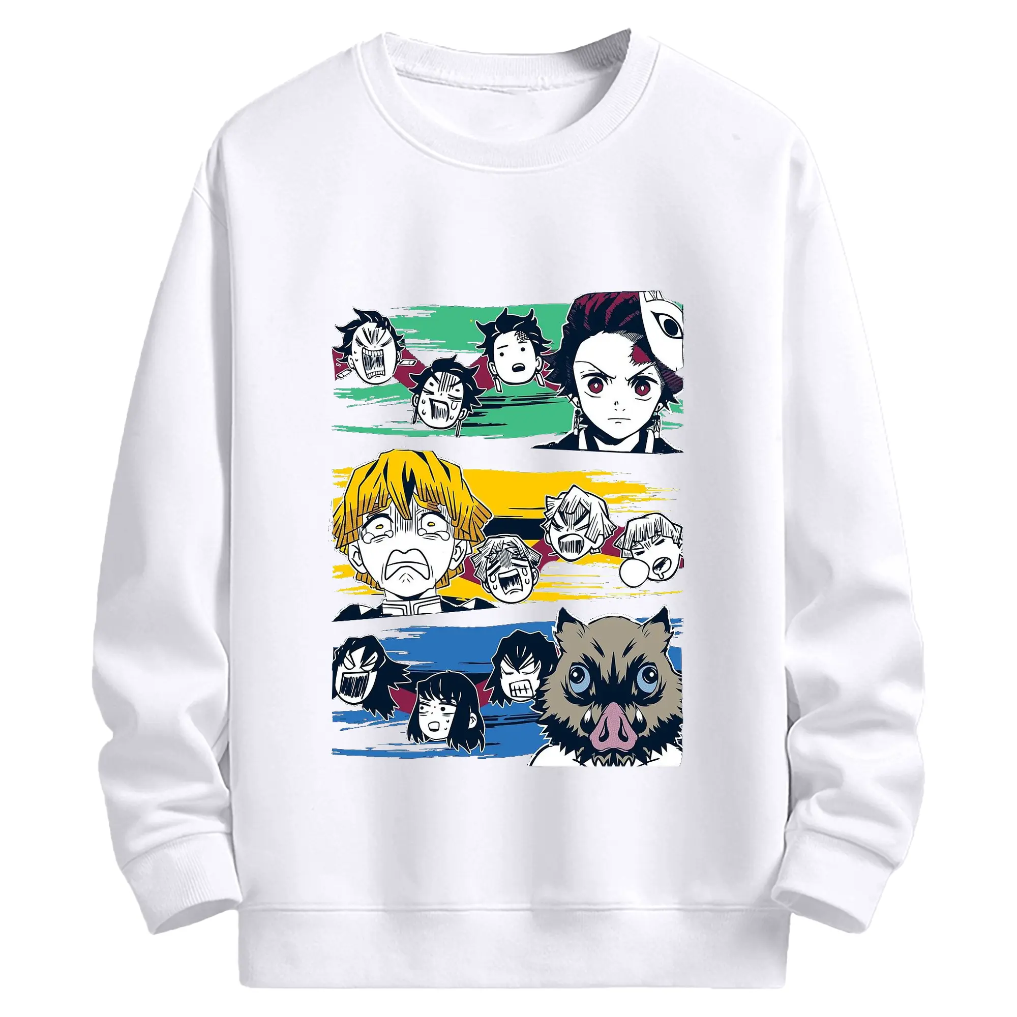 鬼滅の刃 鬼殺隊 - 高品質 クルーネック スウェット ・ コットン59％ ポリエステル41％ ・ ユニセックス 長袖 トレーナー ・ カジュアル デイリー スポーツ 散歩用