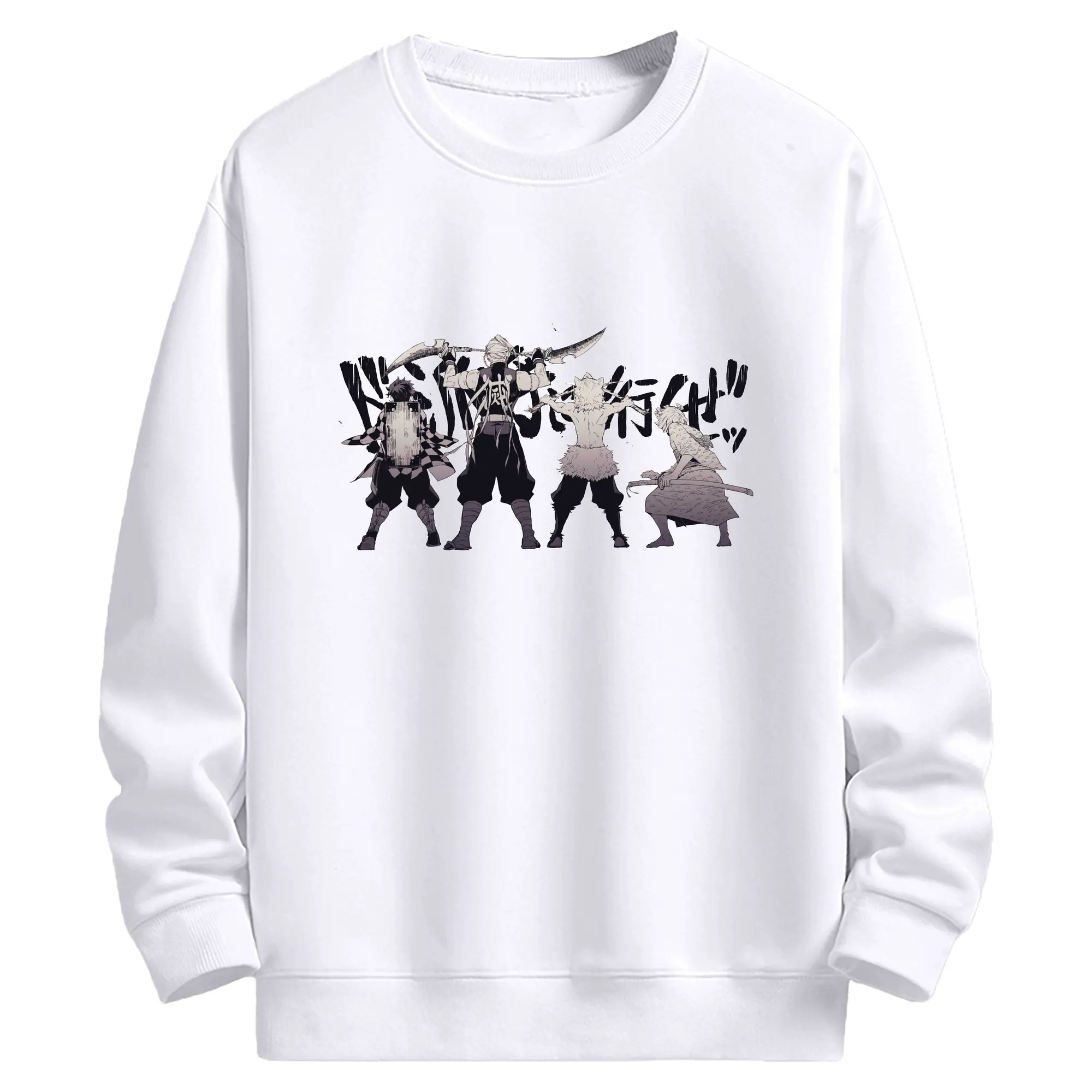 鬼滅の刃 鬼殺隊 炭治郎禰豆子善逸伊之助 - 高品質 クルーネック スウェット ・ コットン59％ ポリエステル41％ ・ ユニセックス 長袖 トレーナー ・ カジュアル デイリー スポーツ 散歩用