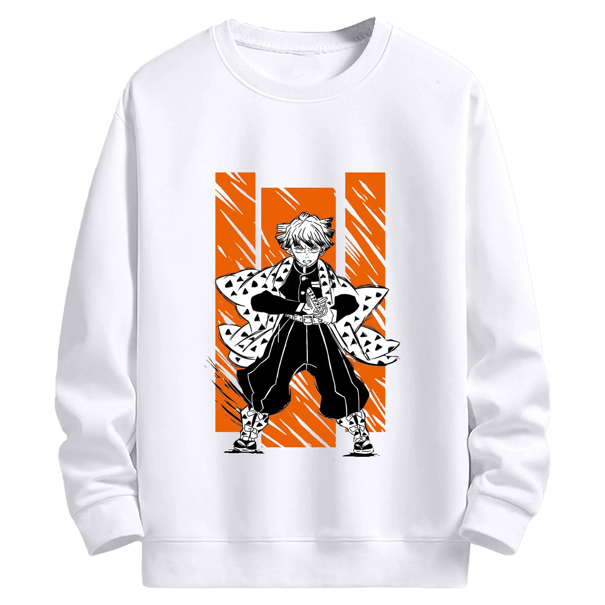 鬼滅の刃 我妻善逸 - 高品質 クルーネック スウェット ・ コットン59％ ポリエステル41％ ・ ユニセックス 長袖 トレーナー ・ カジュアル デイリー スポーツ 散歩用