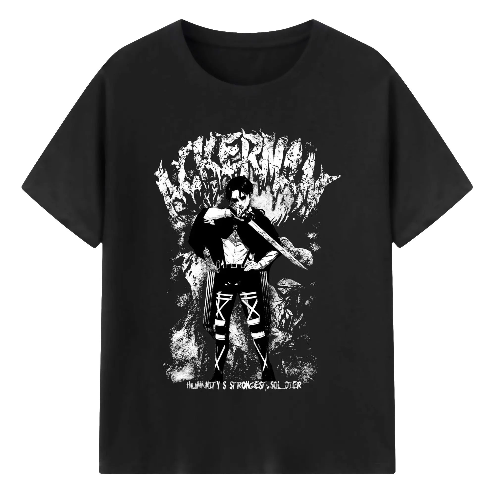 進撃の巨人 リヴァイ - 綿100％ 半袖Tシャツ ・ フロントプリント ・ 快適 通気性 ・ 日常使い 散歩 スポーツ用