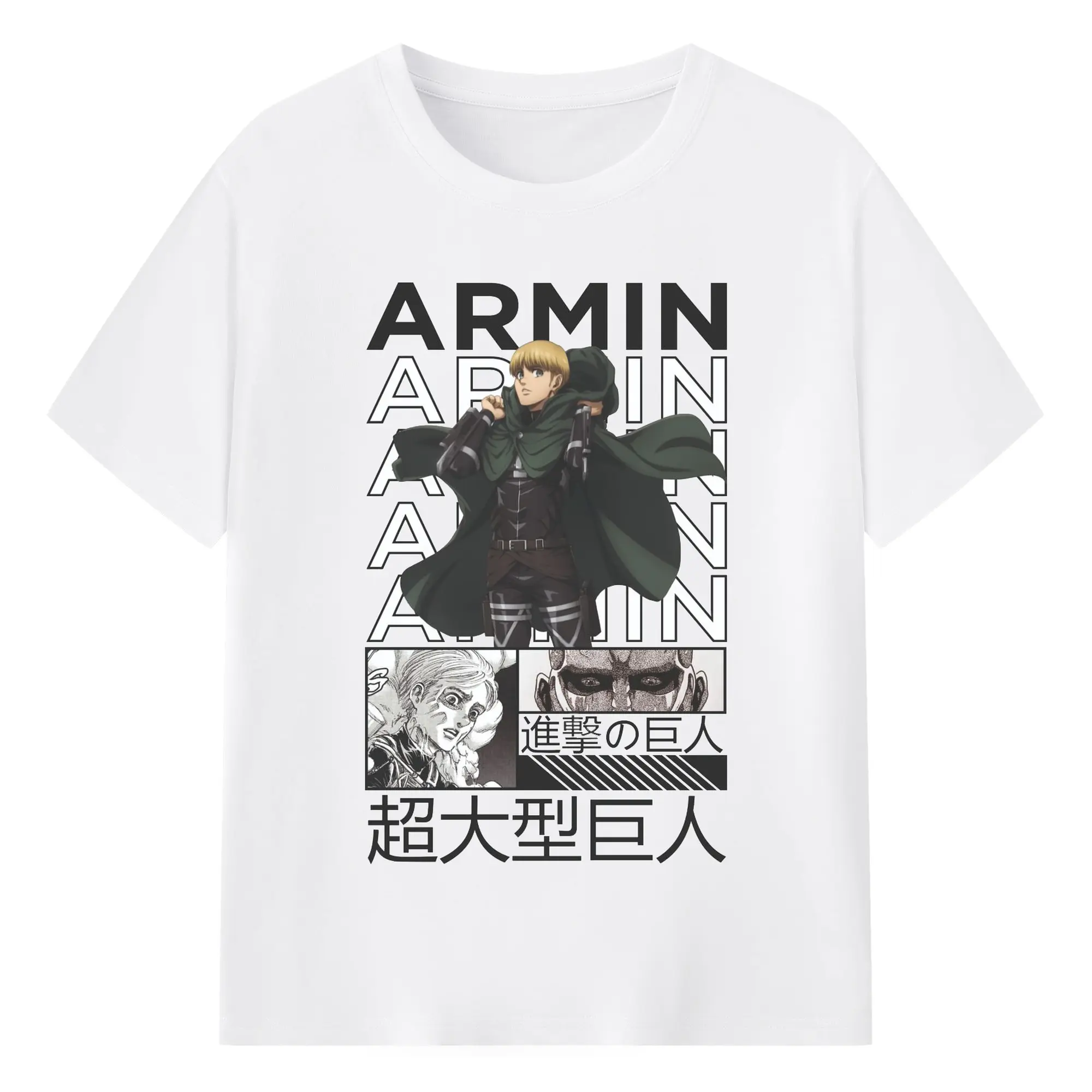 進撃の巨人 アルミン - 綿100％ 半袖Tシャツ ・ フロントプリント ・ 快適 通気性 ・ 日常使い 散歩 スポーツ用