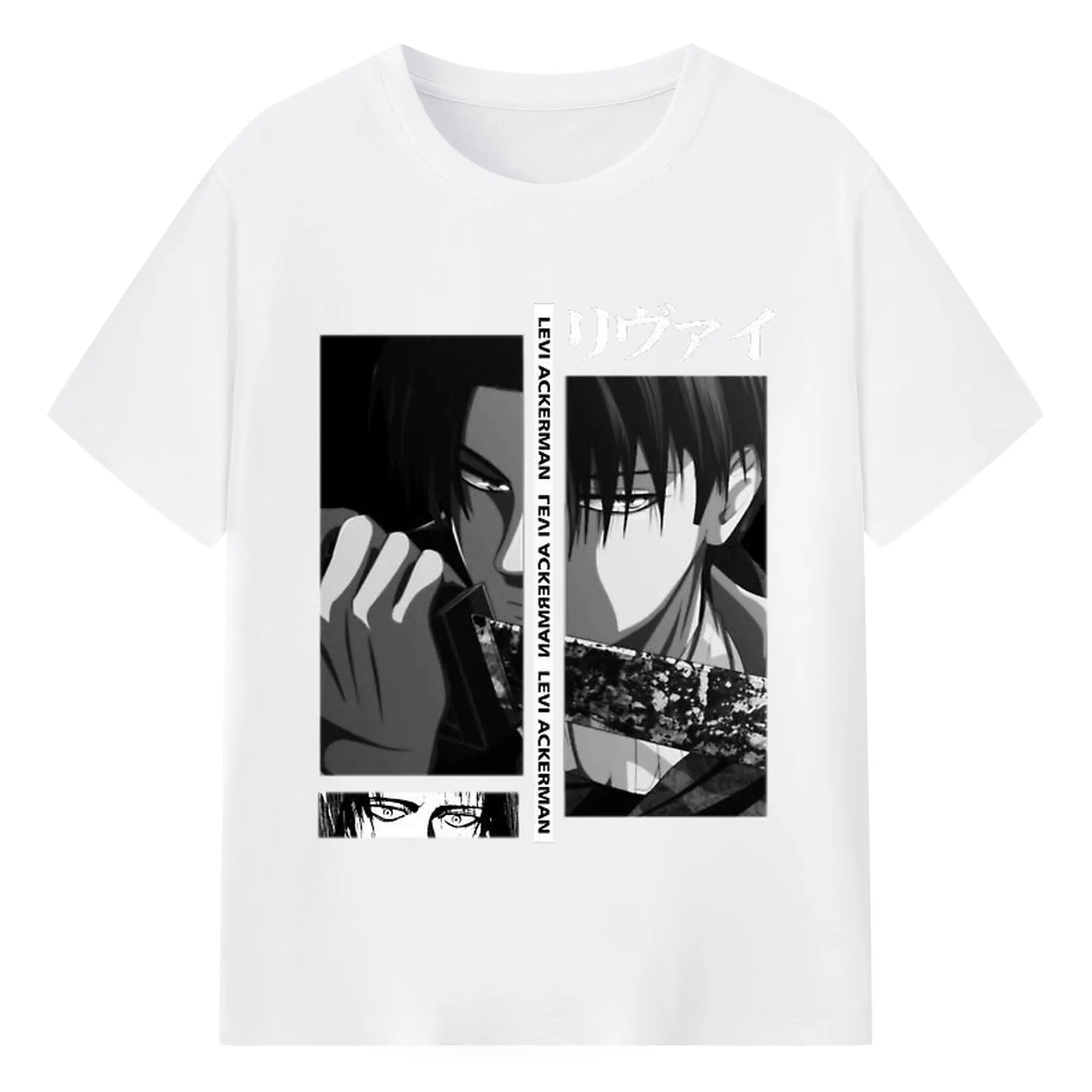 進撃の巨人 リヴァイ - 綿100％ 半袖Tシャツ ・ フロントプリント ・ 快適 通気性 ・ 日常使い 散歩 スポーツ用