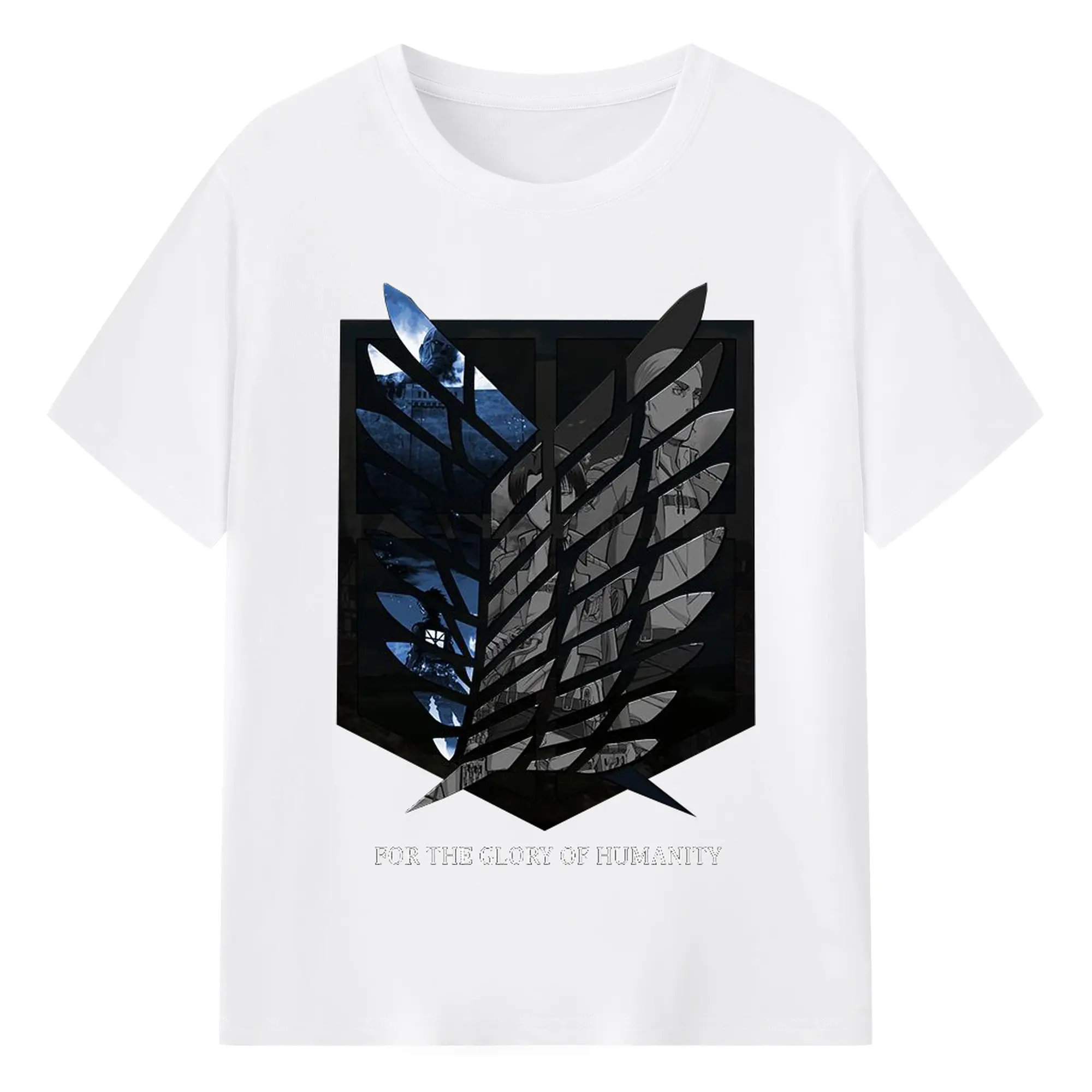 進撃の巨人 - 綿100％ 半袖Tシャツ ・ フロントプリント ・ 快適 通気性 ・ 日常使い 散歩 スポーツ用