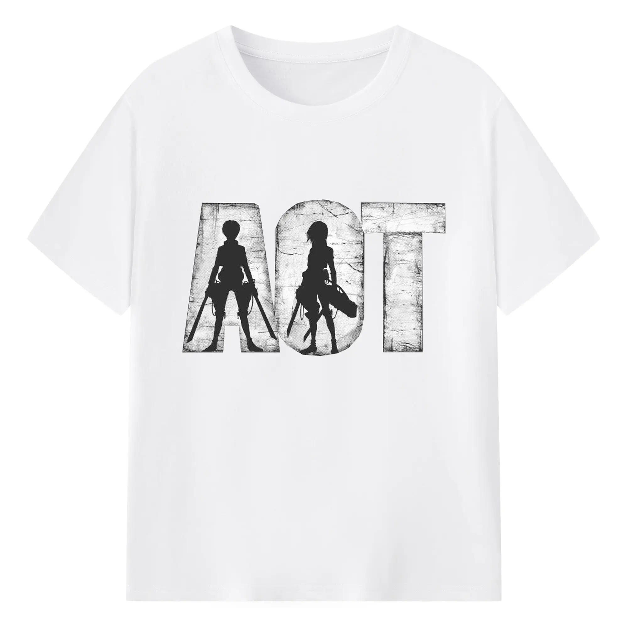 進撃の巨人 エレンミカサ - 綿100％ 半袖Tシャツ ・ フロントプリント ・ 快適 通気性 ・ 日常使い 散歩 スポーツ用