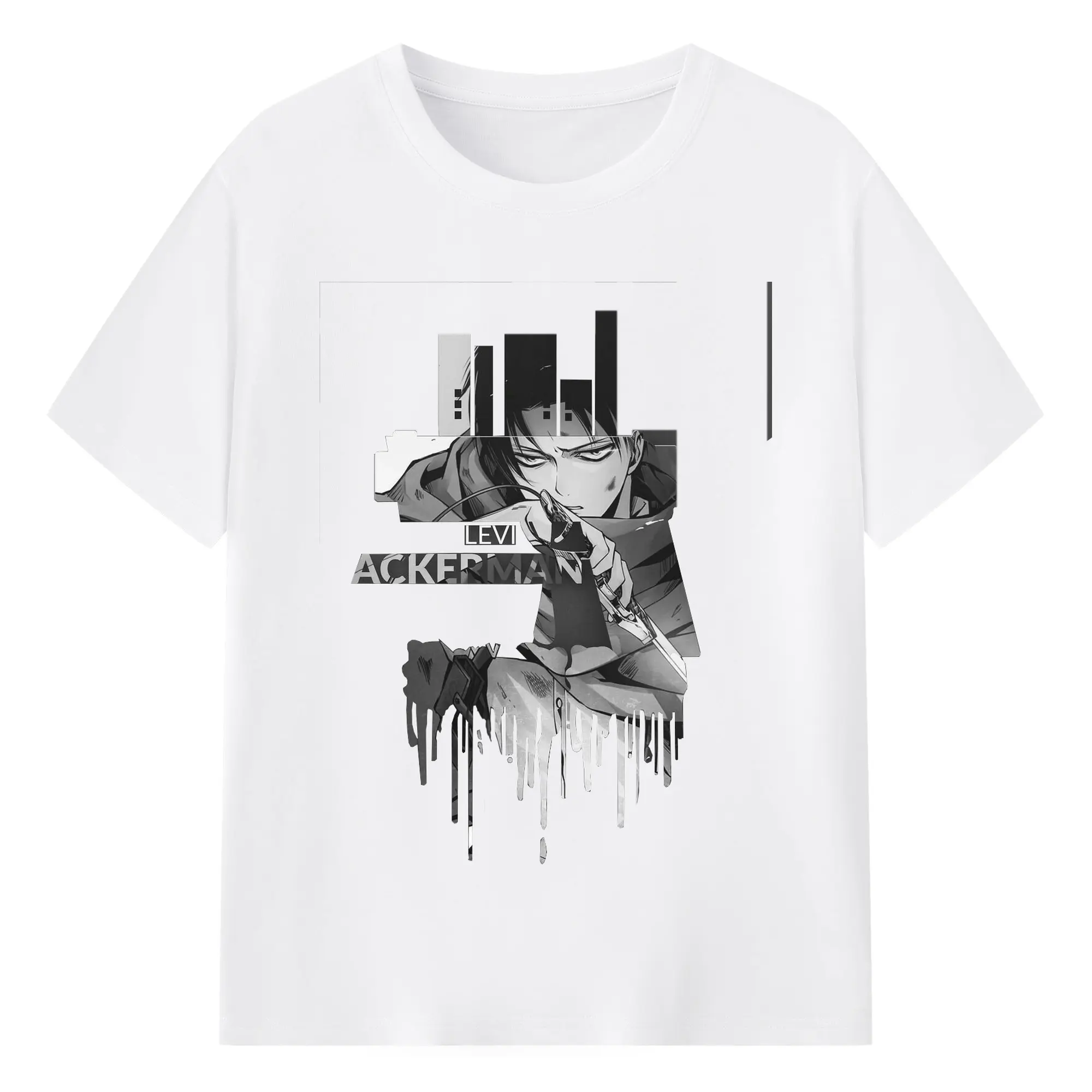 進撃の巨人 リヴァイ - 綿100％ 半袖Tシャツ ・ フロントプリント ・ 快適 通気性 ・ 日常使い 散歩 スポーツ用