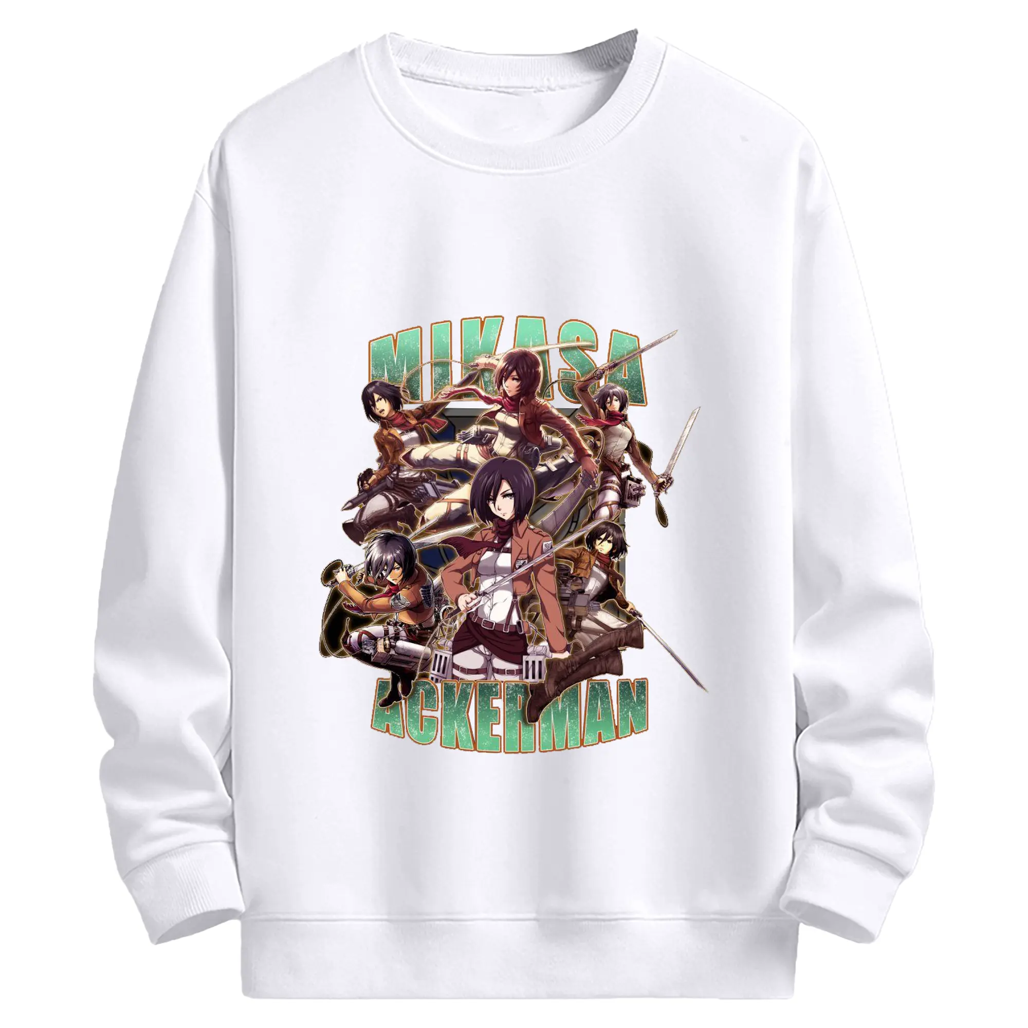 進撃の巨人 ミカサ・アッカーマン - 高品質 クルーネック スウェット ・ コットン59％ ポリエステル41％ ・ ユニセックス 長袖 トレーナー ・ カジュアル デイリー スポーツ 散歩用