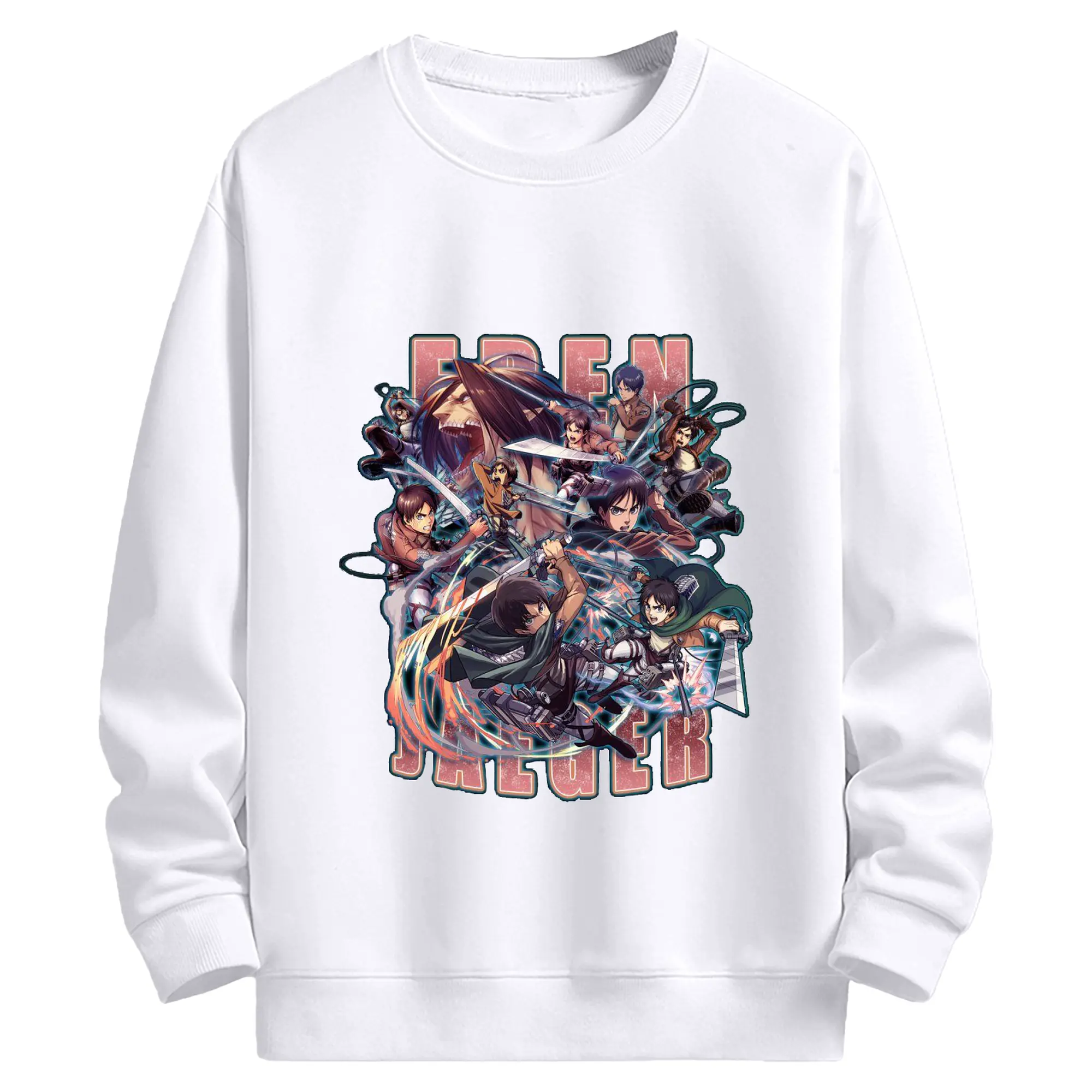 進撃の巨人 エレン - 高品質 クルーネック スウェット ・ コットン59％ ポリエステル41％ ・ ユニセックス 長袖 トレーナー ・ カジュアル デイリー スポーツ 散歩用