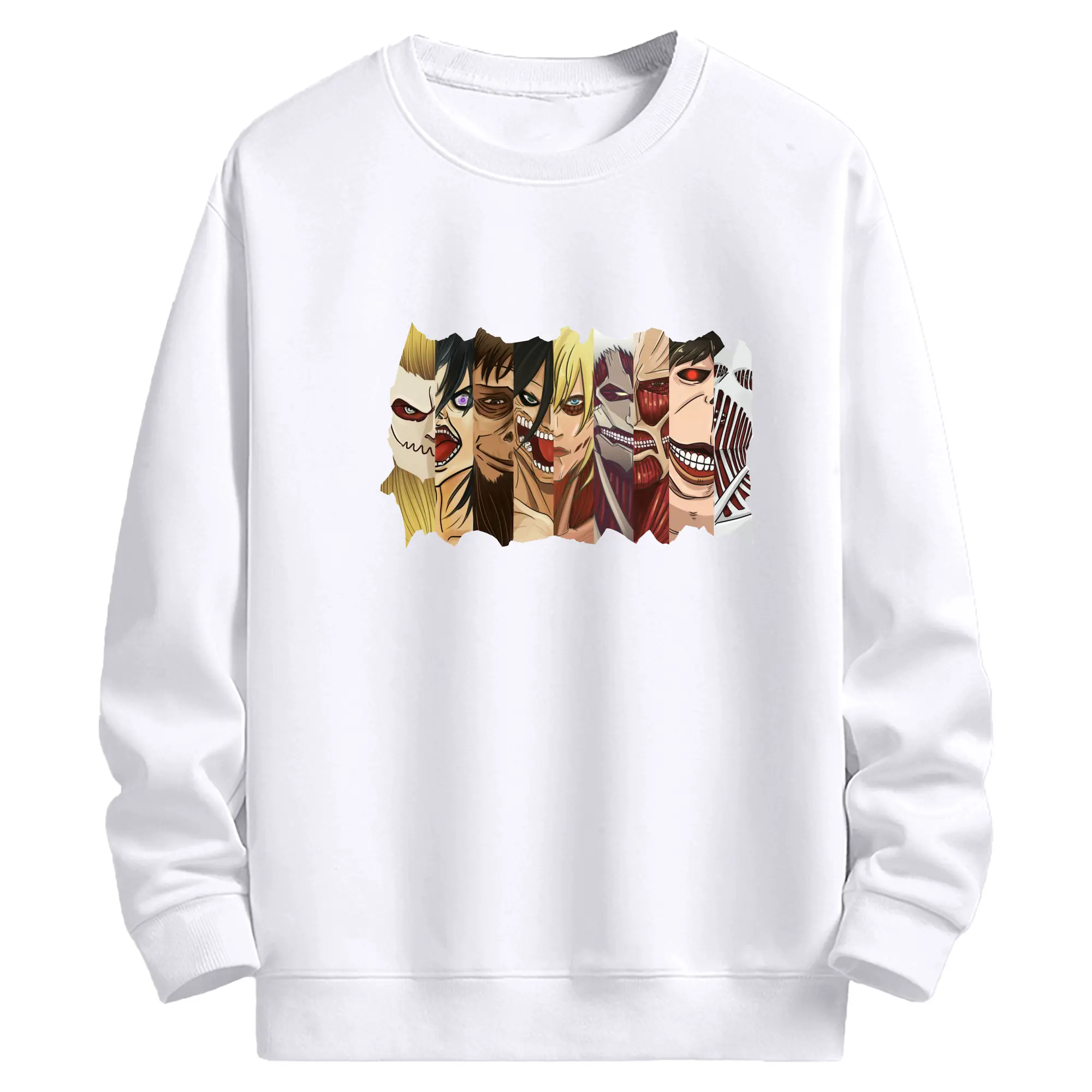 進撃の巨人 - 高品質 クルーネック スウェット ・ コットン59％ ポリエステル41％ ・ ユニセックス 長袖 トレーナー ・ カジュアル デイリー スポーツ 散歩用