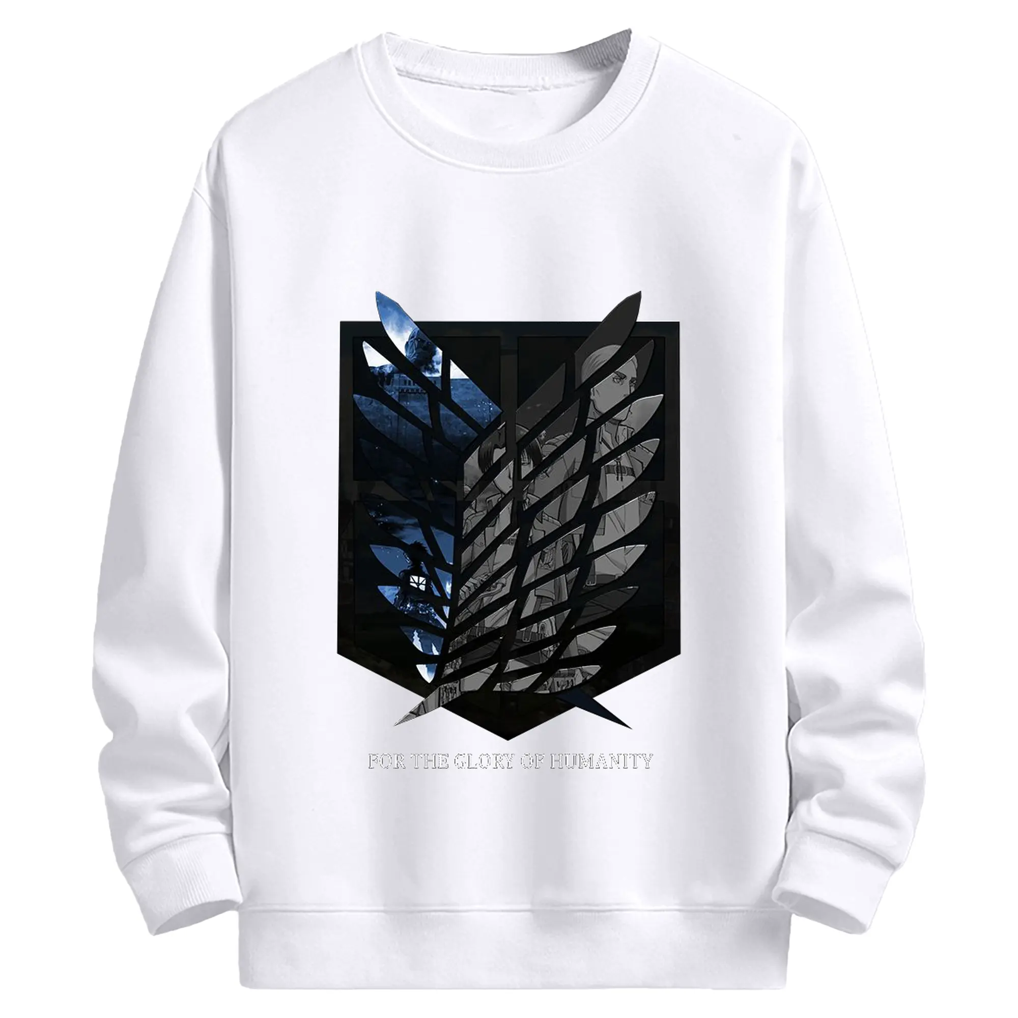 進撃の巨人 - 高品質 クルーネック スウェット ・ コットン59％ ポリエステル41％ ・ ユニセックス 長袖 トレーナー ・ カジュアル デイリー スポーツ 散歩用