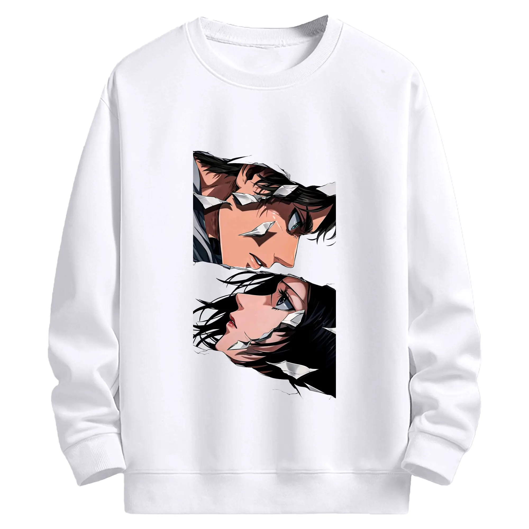 進撃の巨人 エレンミカサ - 高品質 クルーネック スウェット ・ コットン59％ ポリエステル41％ ・ ユニセックス 長袖 トレーナー ・ カジュアル デイリー スポーツ 散歩用