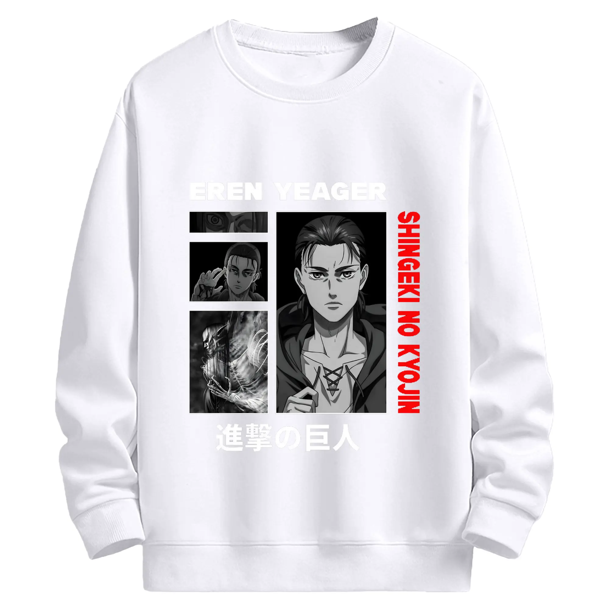 進撃の巨人　エレン - 高品質 クルーネック スウェット ・ コットン59％ ポリエステル41％ ・ ユニセックス 長袖 トレーナー ・ カジュアル デイリー スポーツ 散歩用