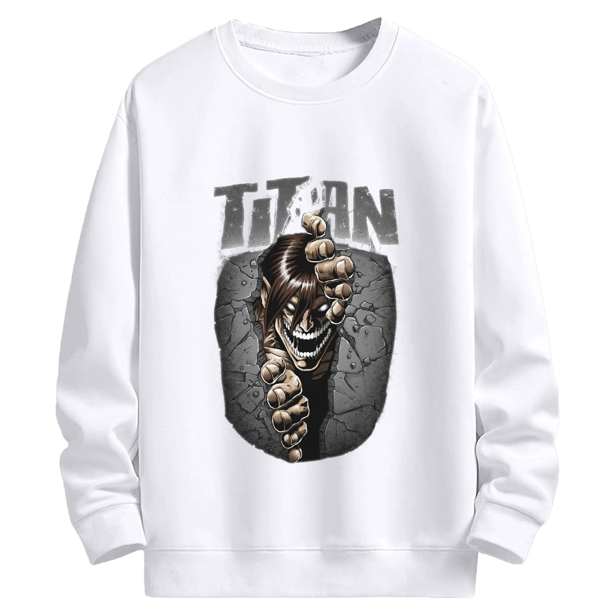 進撃の巨人 エレン - 高品質 クルーネック スウェット ・ コットン59％ ポリエステル41％ ・ ユニセックス 長袖 トレーナー ・ カジュアル デイリー スポーツ 散歩用