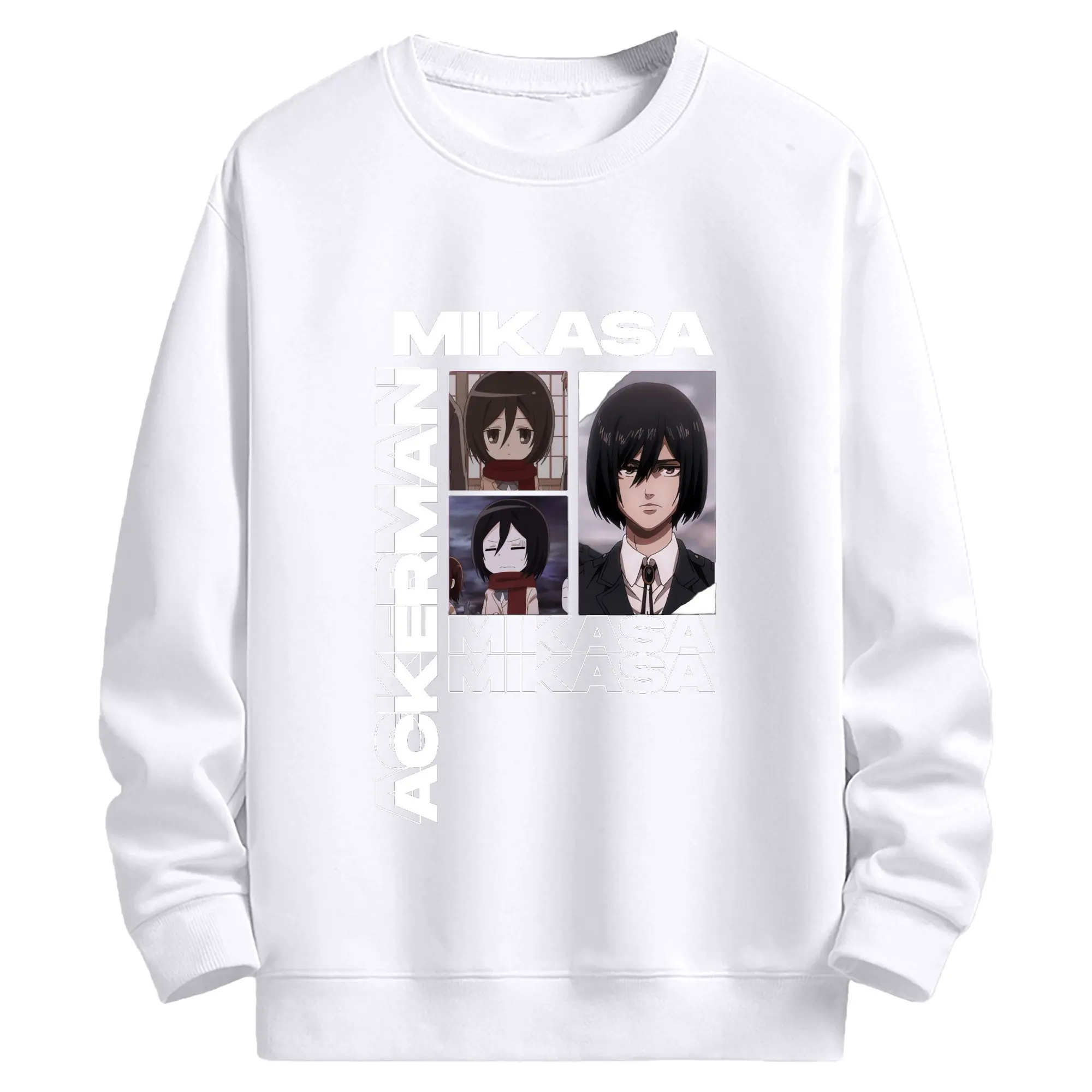 進撃の巨人 ミカサ・アッカーマン - 高品質 クルーネック スウェット ・ コットン59％ ポリエステル41％ ・ ユニセックス 長袖 トレーナー ・ カジュアル デイリー スポーツ 散歩用