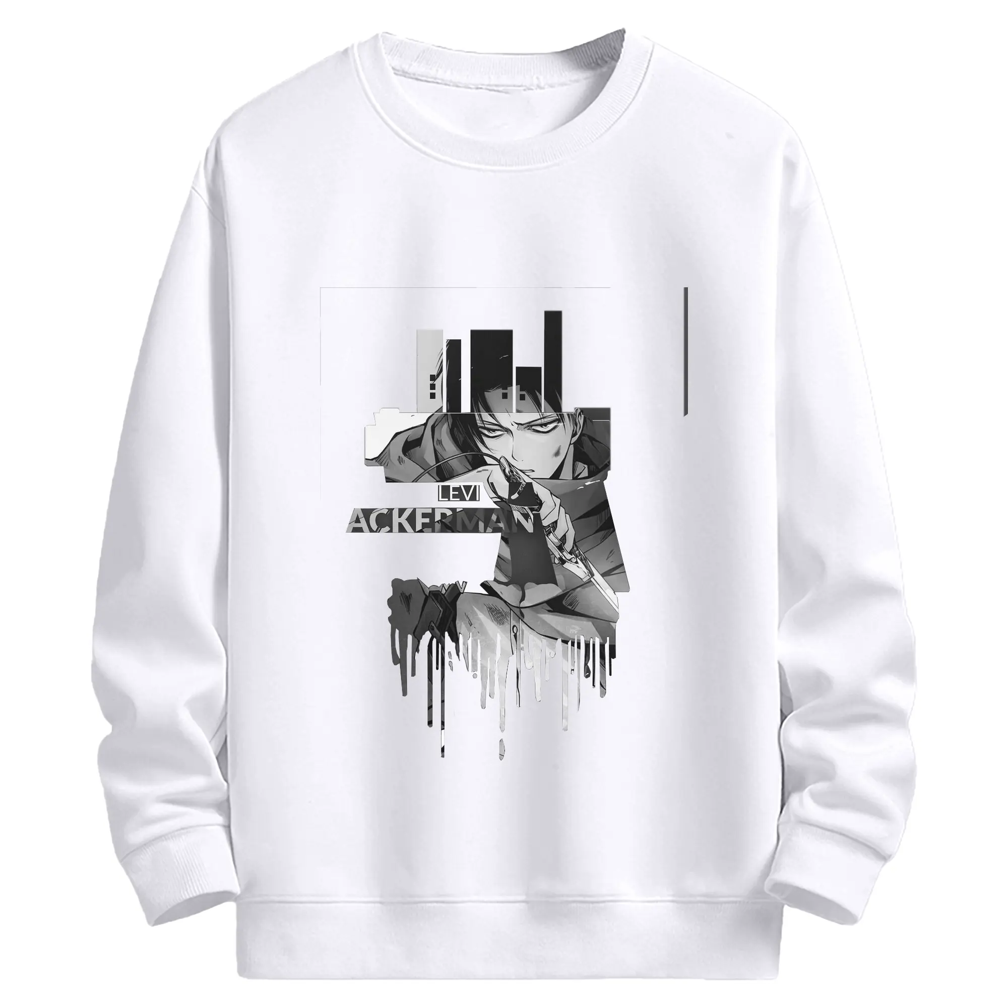 進撃の巨人 リヴァイ - 高品質 クルーネック スウェット ・ コットン59％ ポリエステル41％ ・ ユニセックス 長袖 トレーナー ・ カジュアル デイリー スポーツ 散歩用