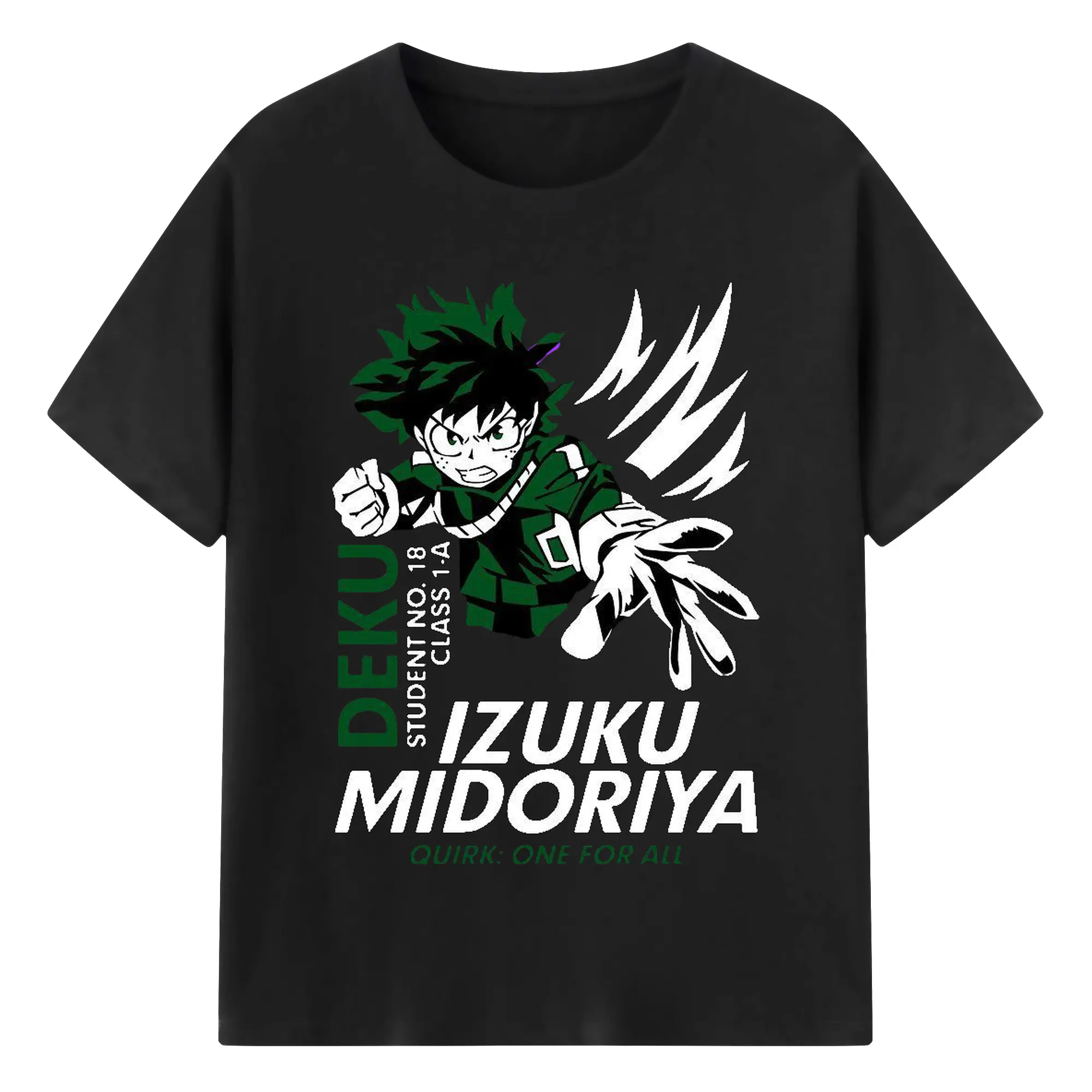 僕のヒーローアカデミア 緑谷 出久 - 綿100％ 半袖Tシャツ ・ フロントプリント ・ 快適 通気性 ・ 日常使い 散歩 スポーツ用