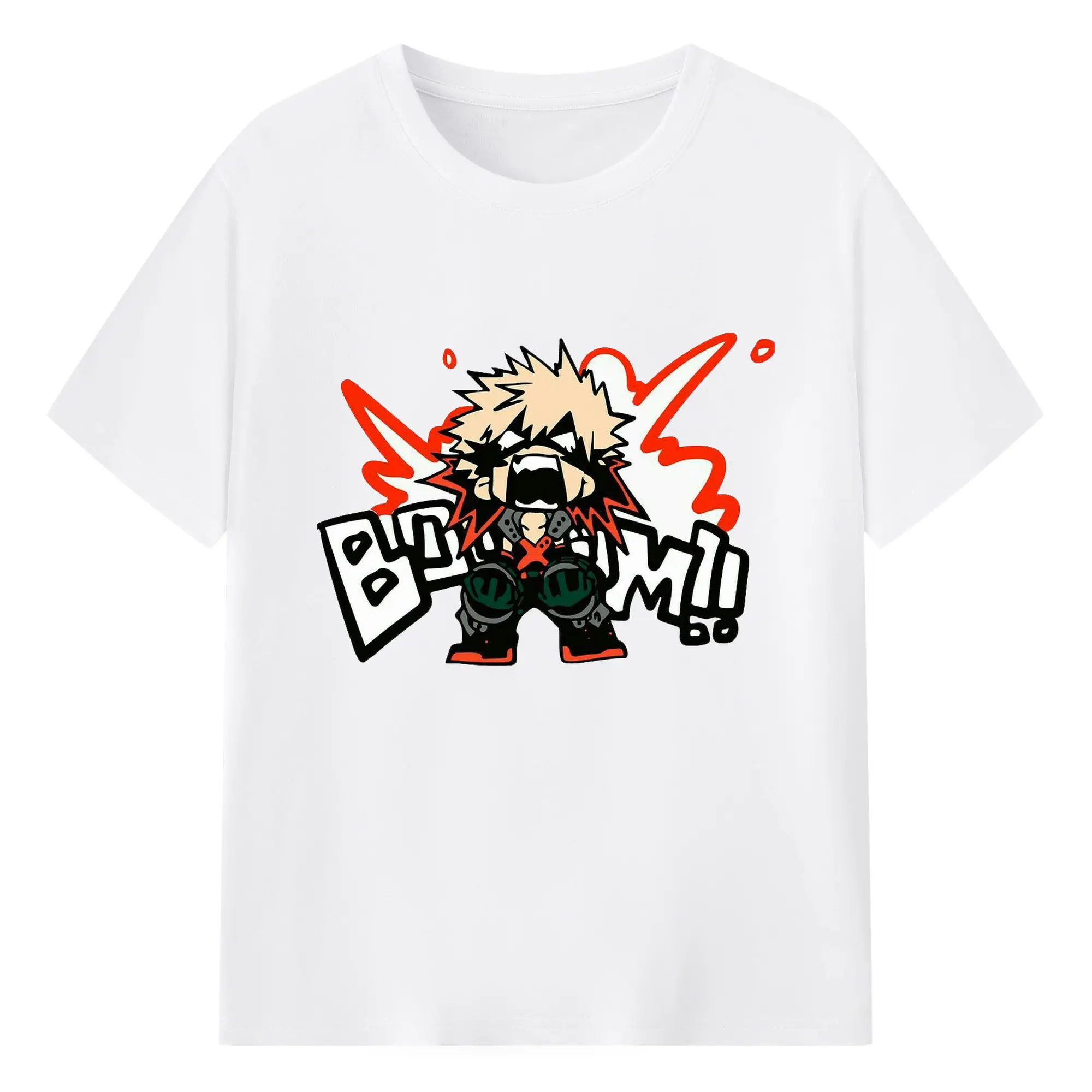 僕のヒーローアカデミア 爆豪 勝己 - 綿100％ 半袖Tシャツ ・ フロントプリント ・ 快適 通気性 ・ 日常使い 散歩 スポーツ用