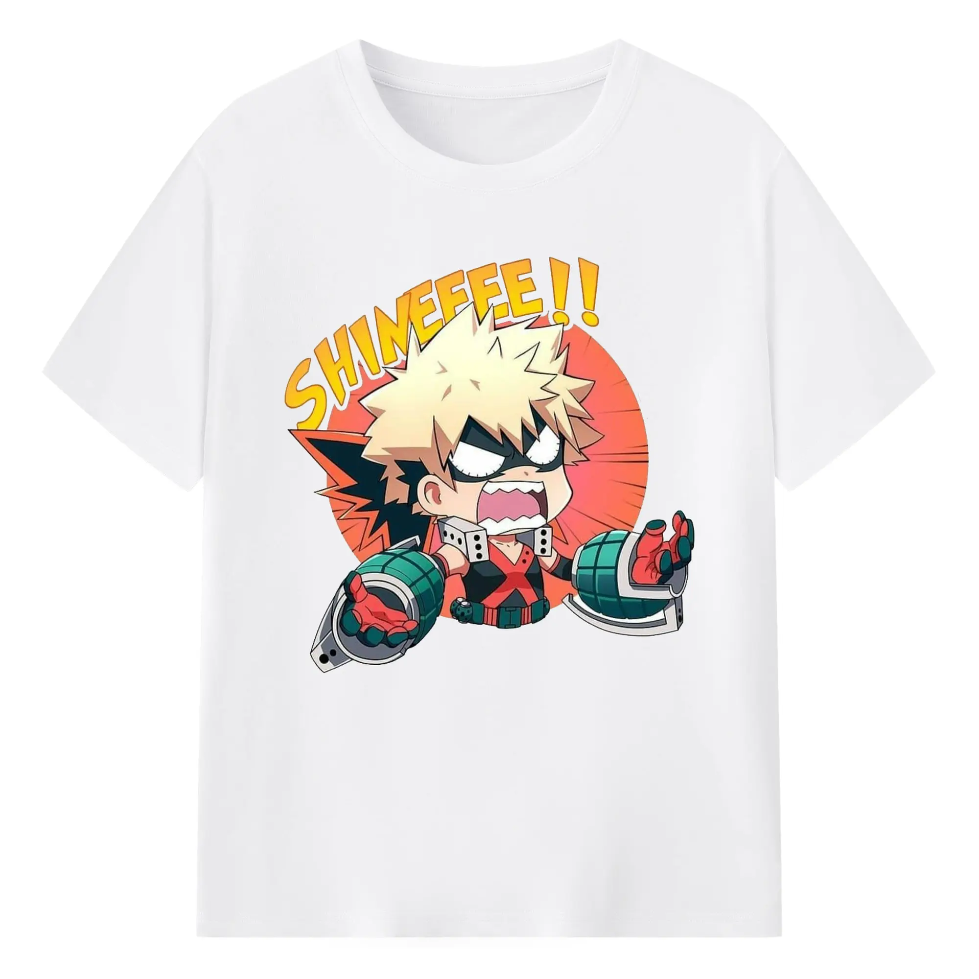 僕のヒーローアカデミア 爆豪 勝己 - 綿100％ 半袖Tシャツ ・ フロントプリント ・ 快適 通気性 ・ 日常使い 散歩 スポーツ用