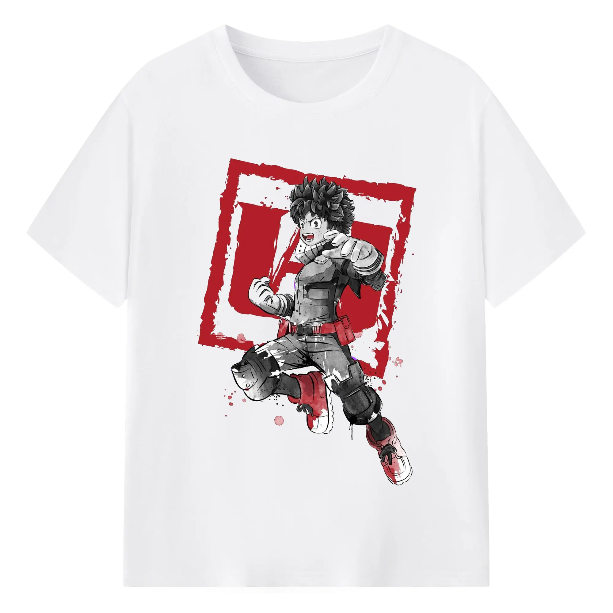 僕のヒーローアカデミア 緑谷 出久 - 綿100％ 半袖Tシャツ ・ フロントプリント ・ 快適 通気性 ・ 日常使い 散歩 スポーツ用