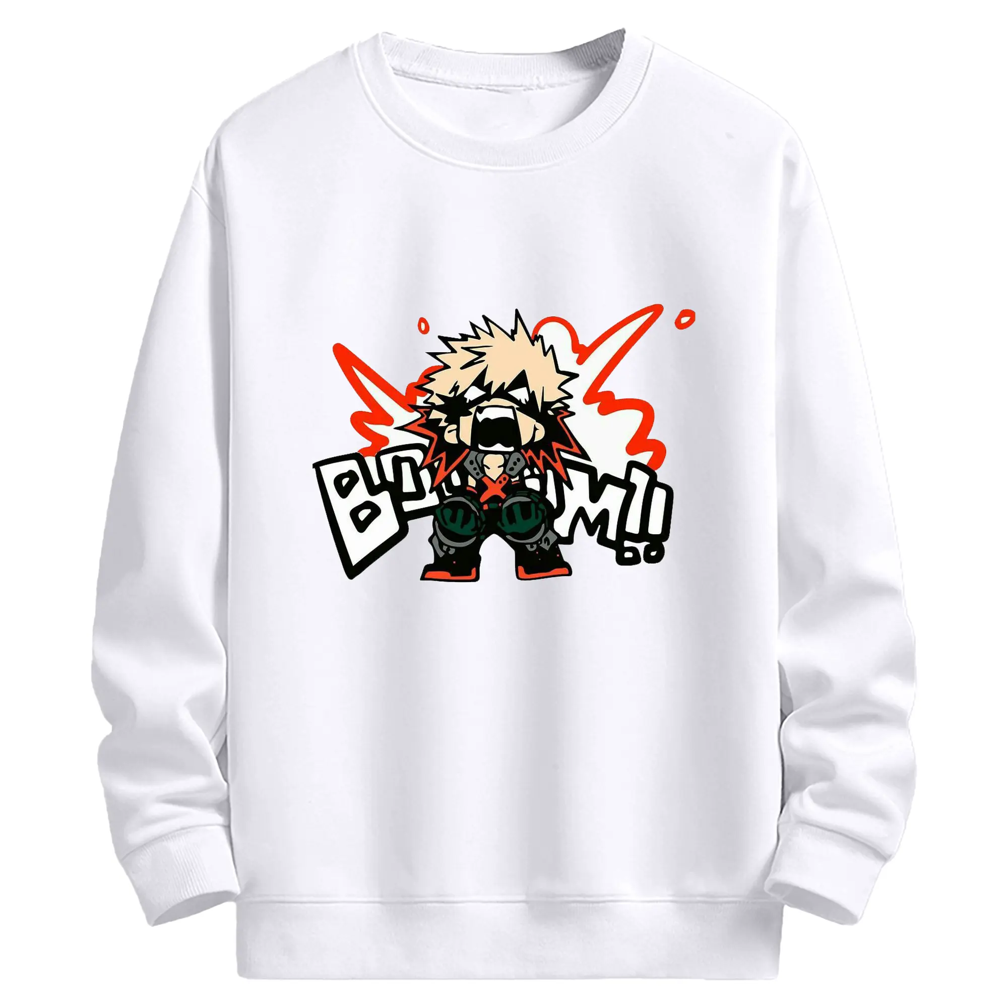 僕のヒーローアカデミア 爆豪 勝己 - 高品質 クルーネック スウェット ・ コットン59％ ポリエステル41％ ・ ユニセックス 長袖 トレーナー ・ カジュアル デイリー スポーツ 散歩用