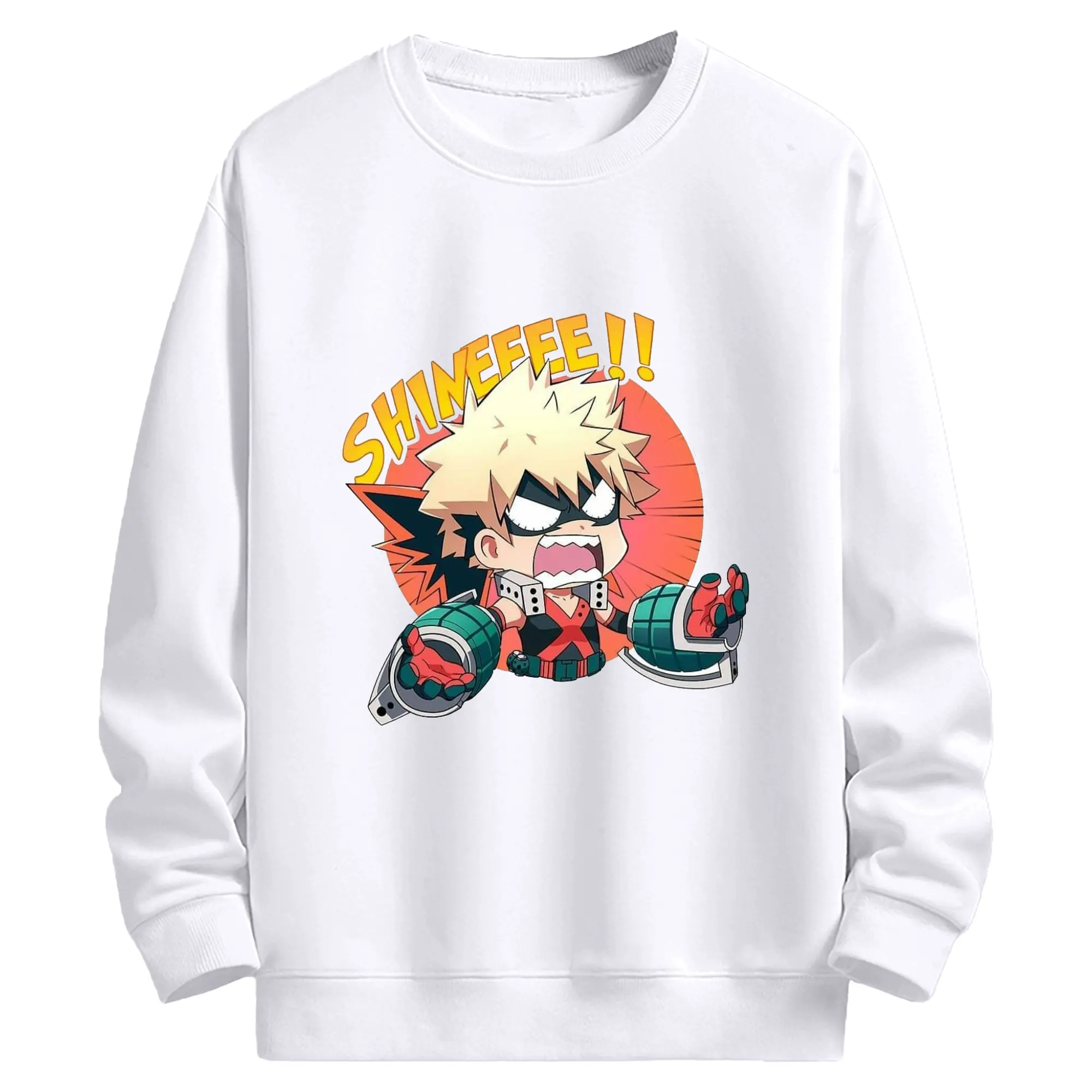 僕のヒーローアカデミア 爆豪 勝己 - 高品質 クルーネック スウェット ・ コットン59％ ポリエステル41％ ・ ユニセックス 長袖 トレーナー ・ カジュアル デイリー スポーツ 散歩用