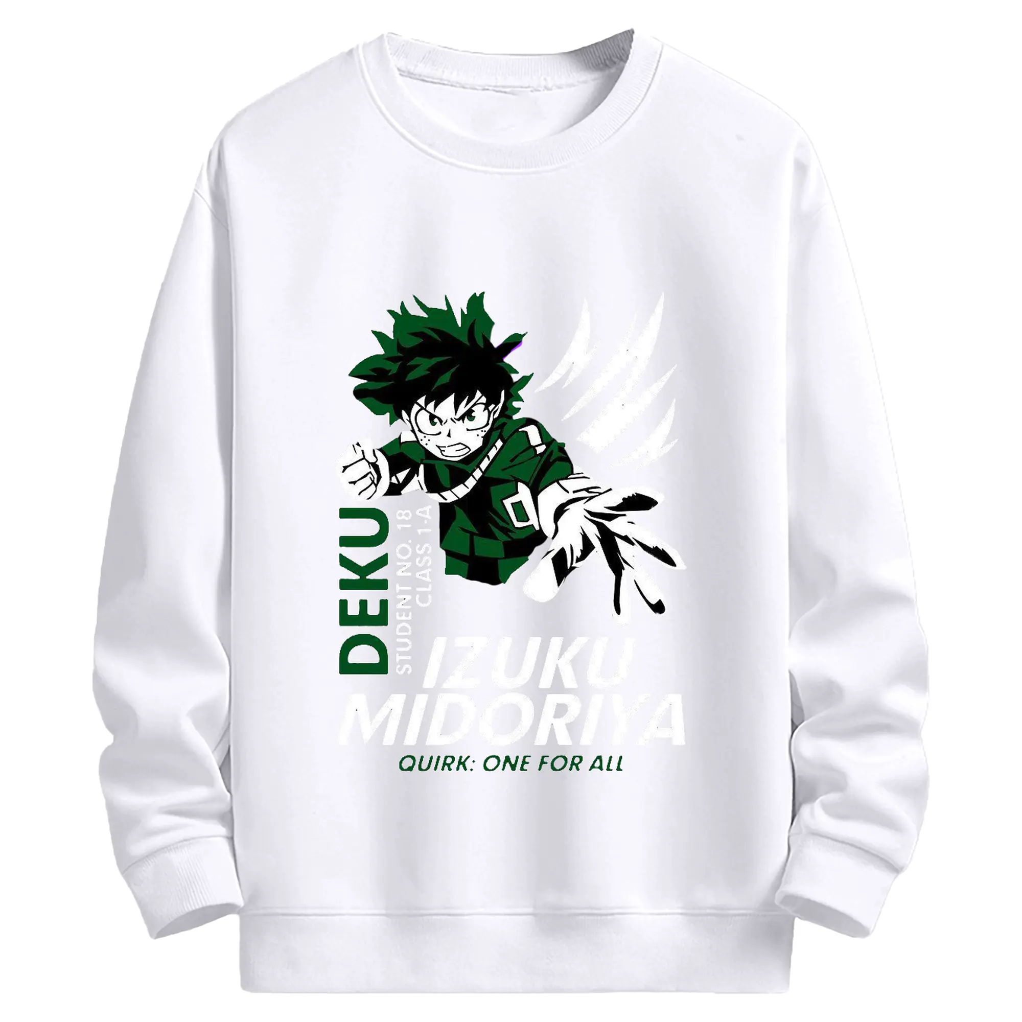 僕のヒーローアカデミア 緑谷 出久 - 高品質 クルーネック スウェット ・ コットン59％ ポリエステル41％ ・ ユニセックス 長袖 トレーナー ・ カジュアル デイリー スポーツ 散歩用
