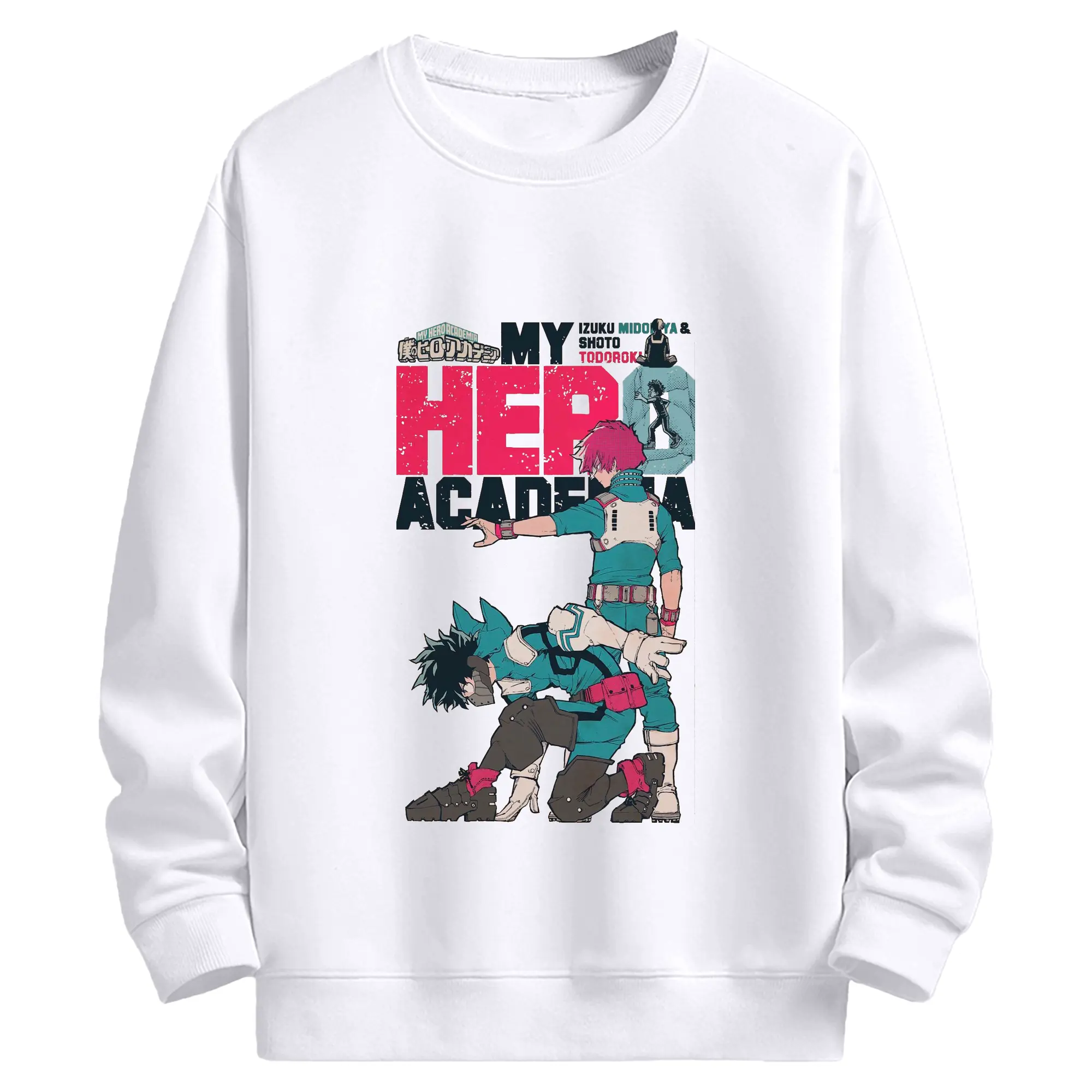 僕のヒーローアカデミア - 高品質 クルーネック スウェット ・ コットン59％ ポリエステル41％ ・ ユニセックス 長袖 トレーナー ・ カジュアル デイリー スポーツ 散歩用