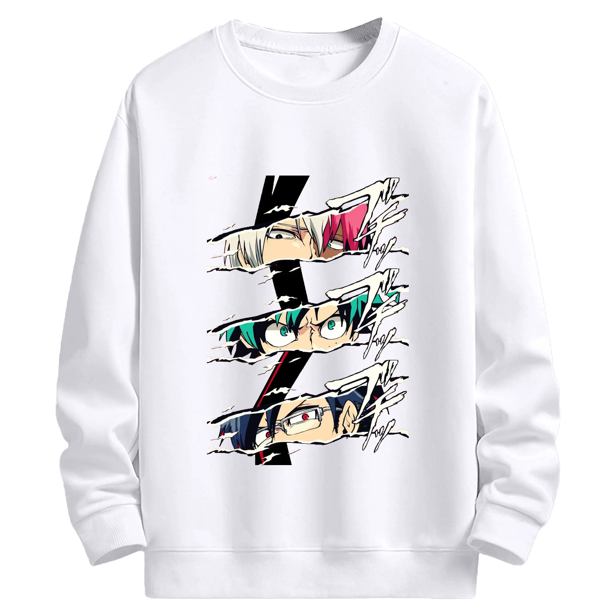 僕のヒーローアカデミア - 高品質 クルーネック スウェット ・ コットン59％ ポリエステル41％ ・ ユニセックス 長袖 トレーナー ・ カジュアル デイリー スポーツ 散歩用