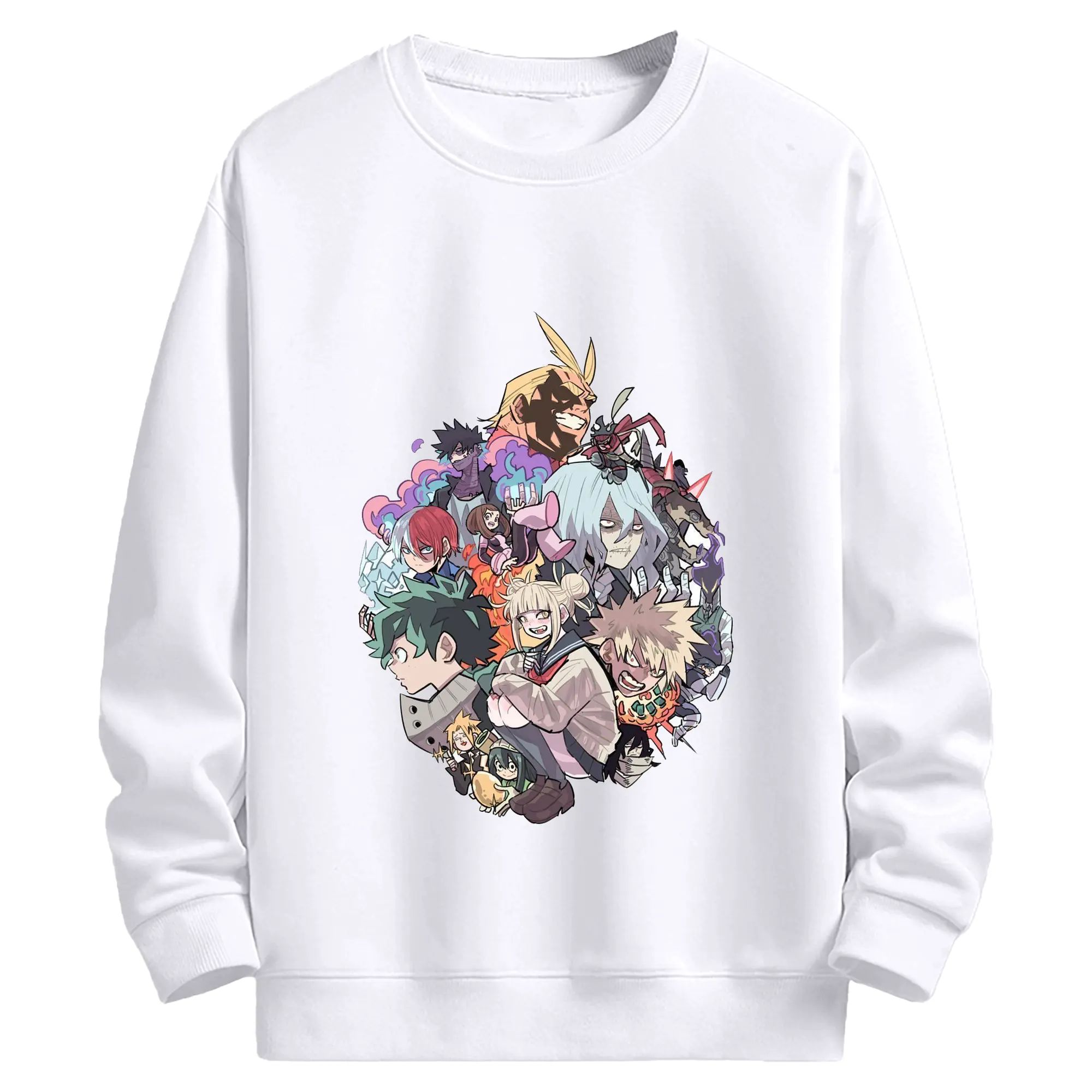 僕のヒーローアカデミア ヴィラン連合編 - 高品質 クルーネック スウェット ・ コットン59％ ポリエステル41％ ・ ユニセックス 長袖 トレーナー ・ カジュアル デイリー スポーツ 散歩用