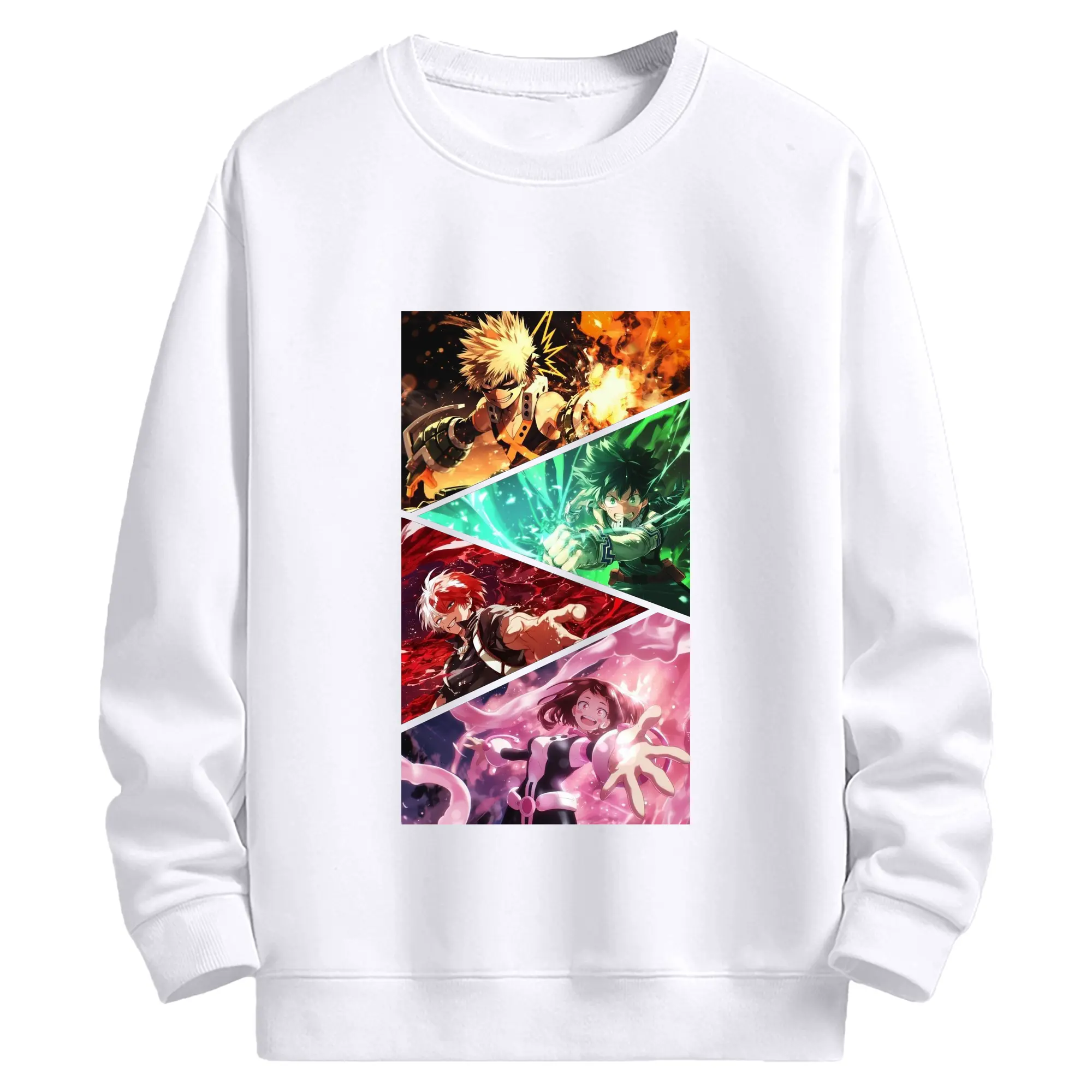 僕のヒーローアカデミア 雄英高校1年A組 協力戦 - 高品質 クルーネック スウェット ・ コットン59％ ポリエステル41％ ・ ユニセックス 長袖 トレーナー ・ カジュアル デイリー スポーツ 散歩用